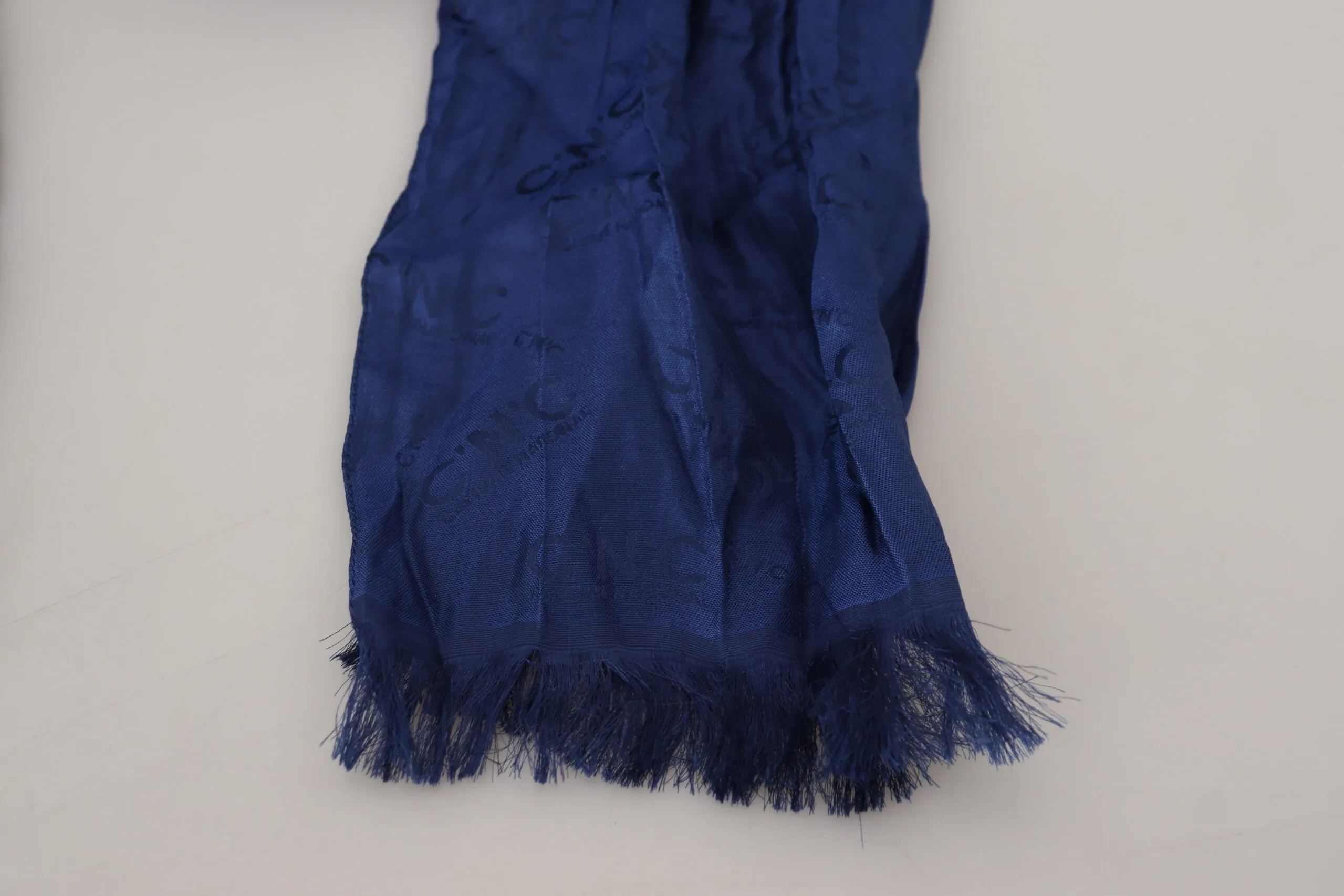 Costume National Women's Elegant Silk Fringe Scarf in Chic Blue