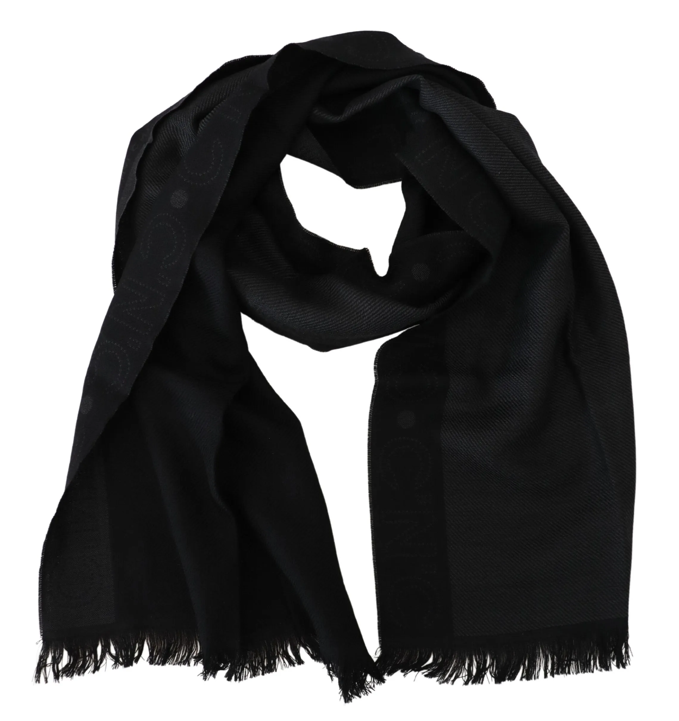 Costume National Women's Elegant Fringed Wool Scarf in Chic Black