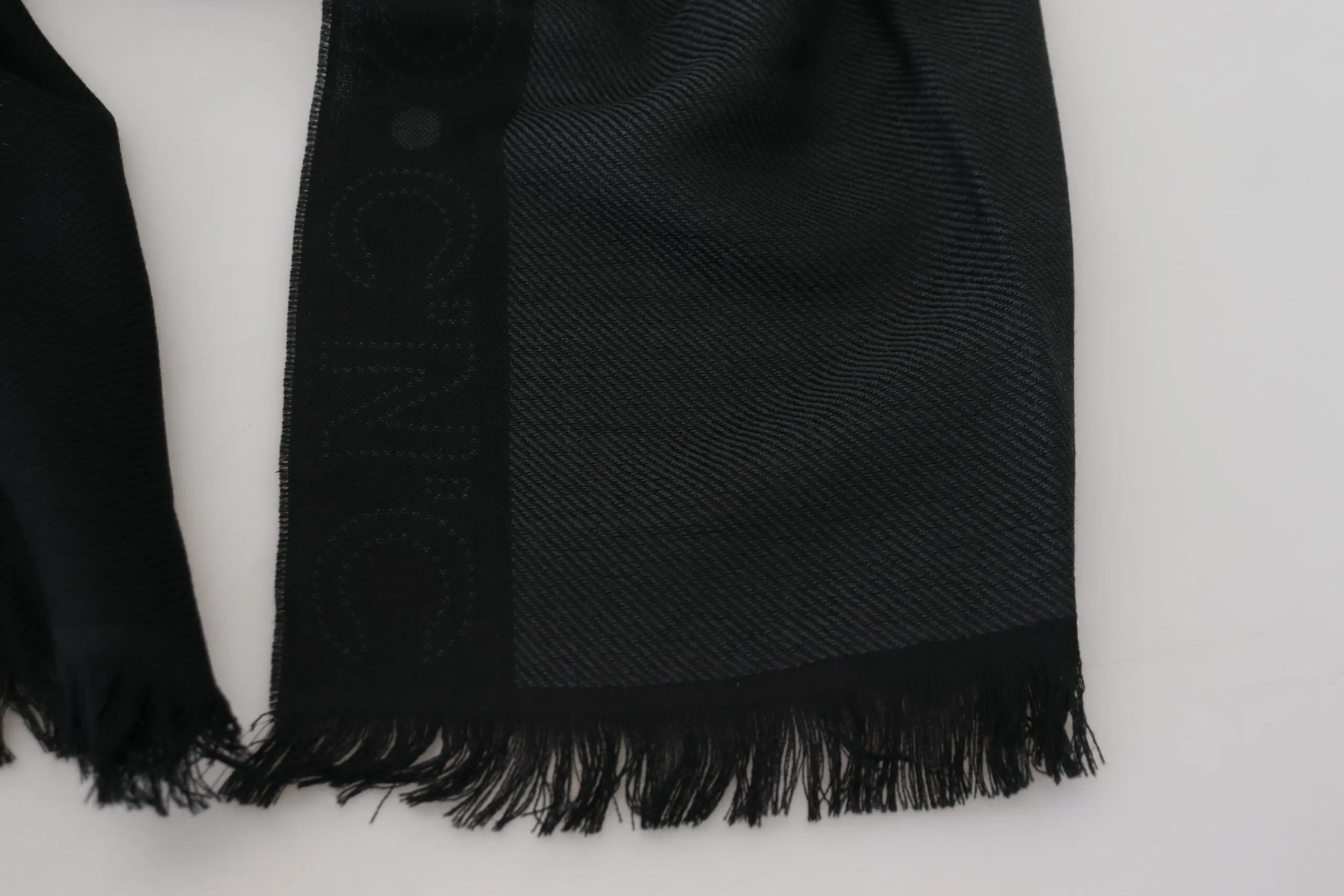 Costume National Women's Elegant Fringed Wool Scarf in Chic Black