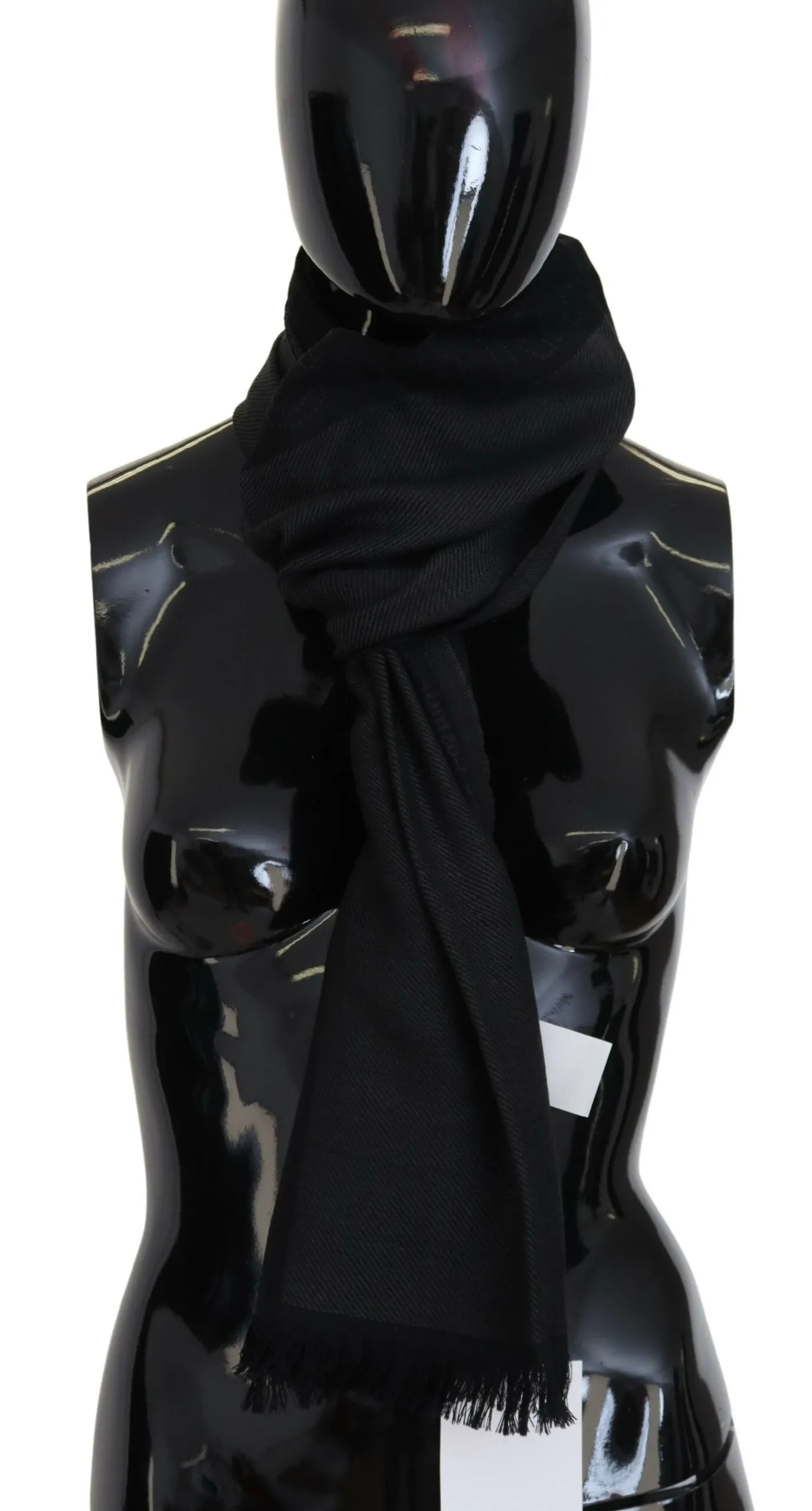 Costume National Women's Elegant Fringed Wool Scarf in Chic Black