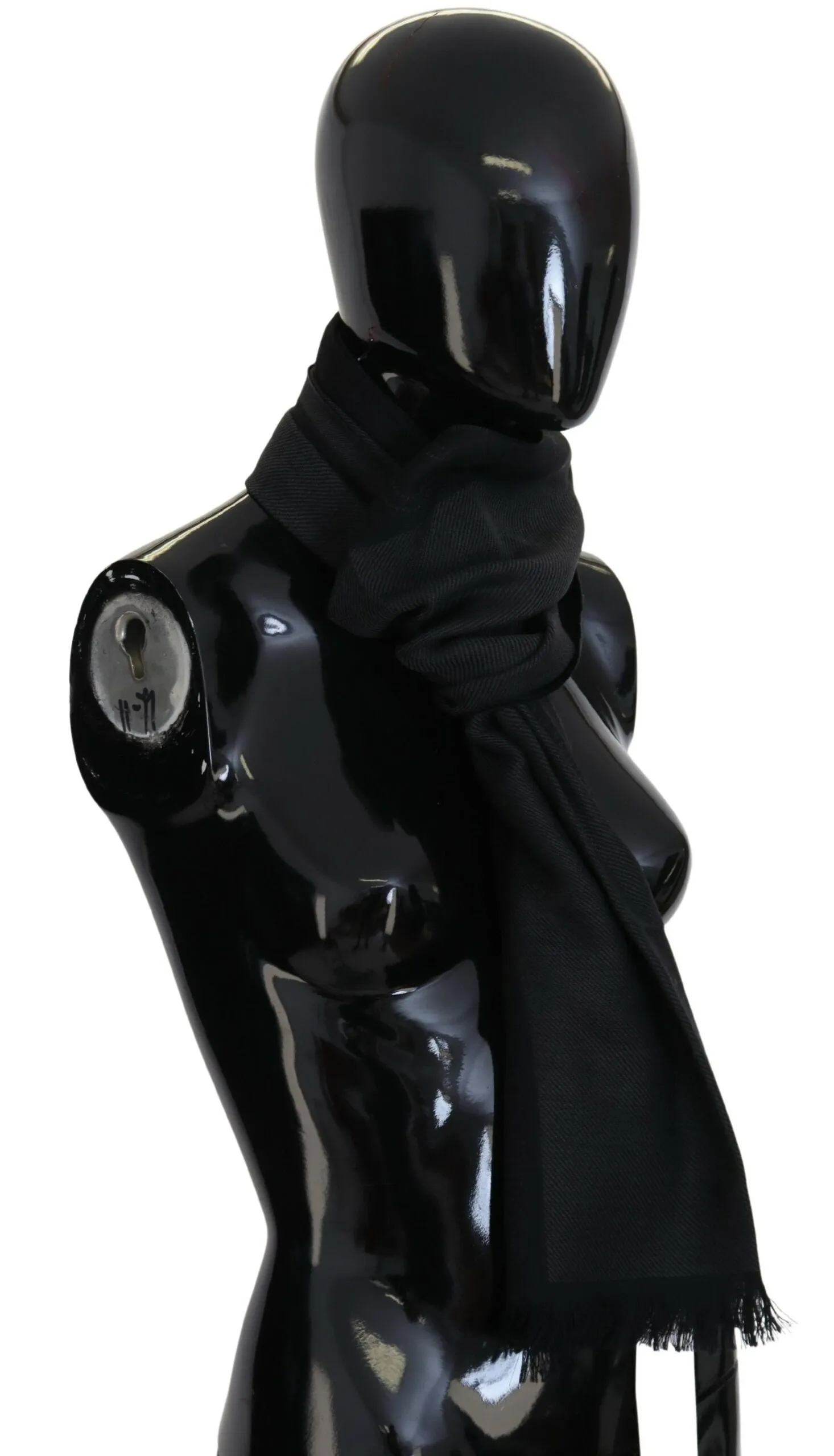 Costume National Women's Elegant Fringed Wool Scarf in Chic Black