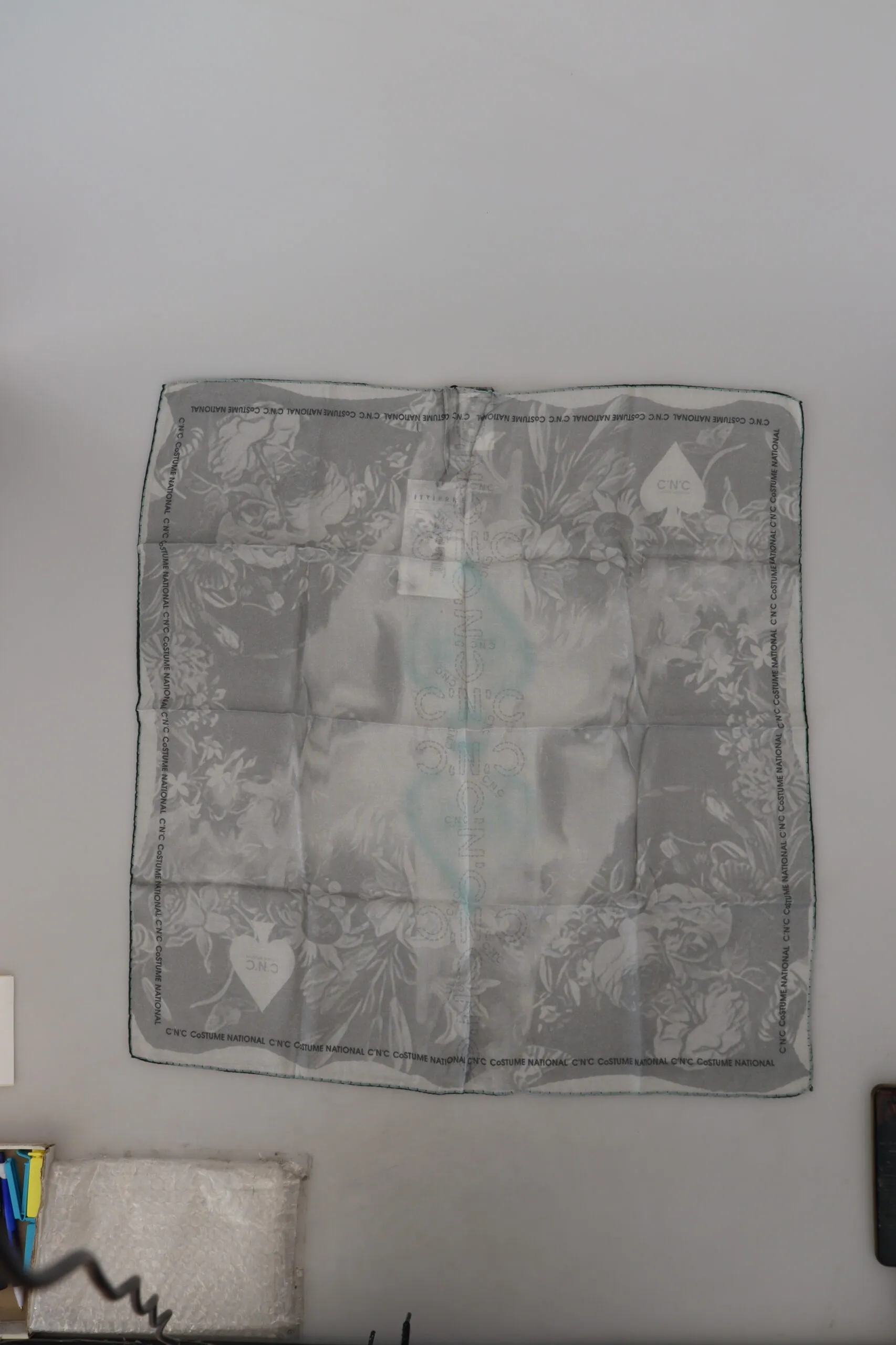 Costume National Women's Elegant Grey Cotton Square Scarf