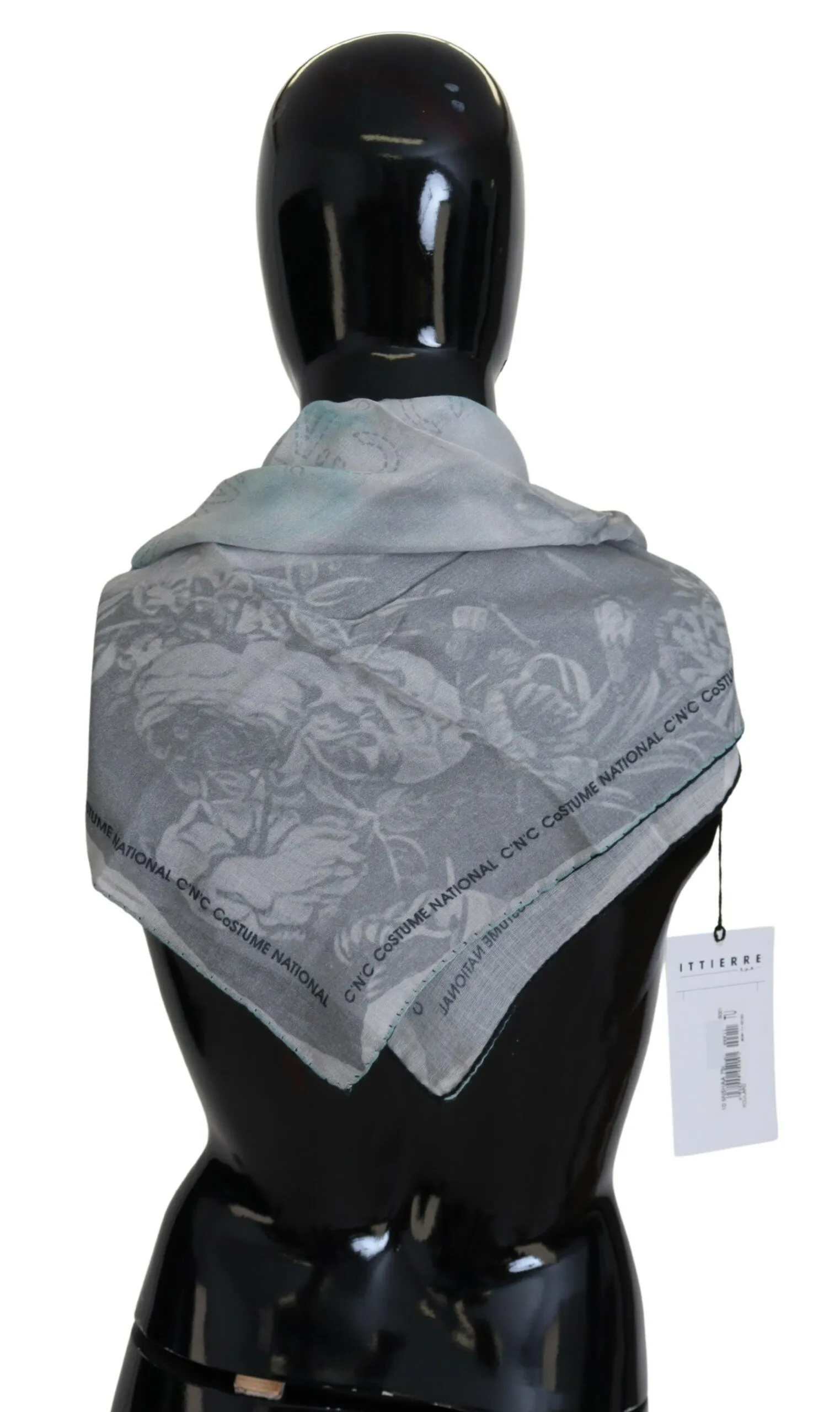 Costume National Women's Elegant Grey Cotton Square Scarf