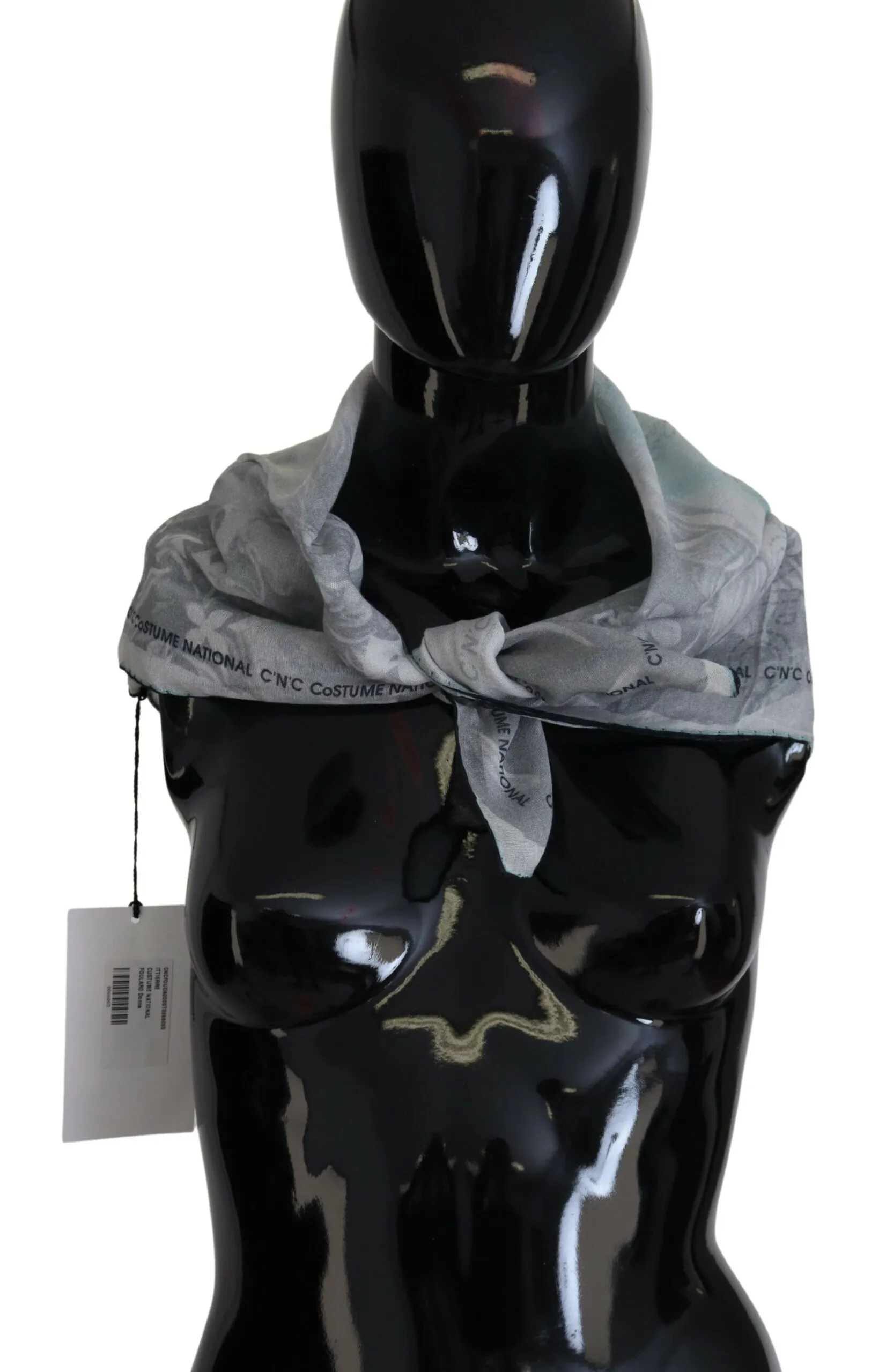 Costume National Women's Elegant Grey Cotton Square Scarf