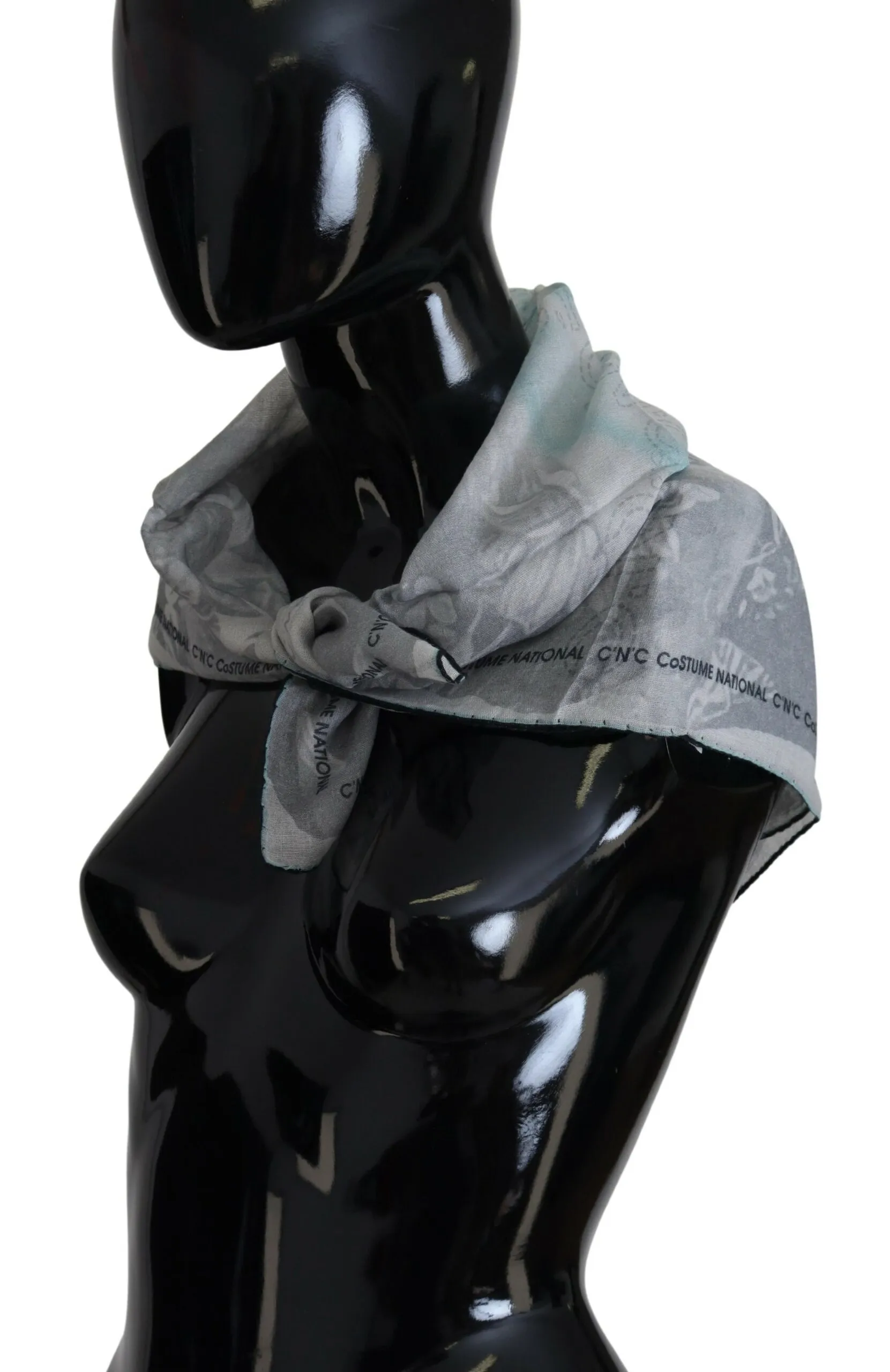 Costume National Women's Elegant Grey Cotton Square Scarf