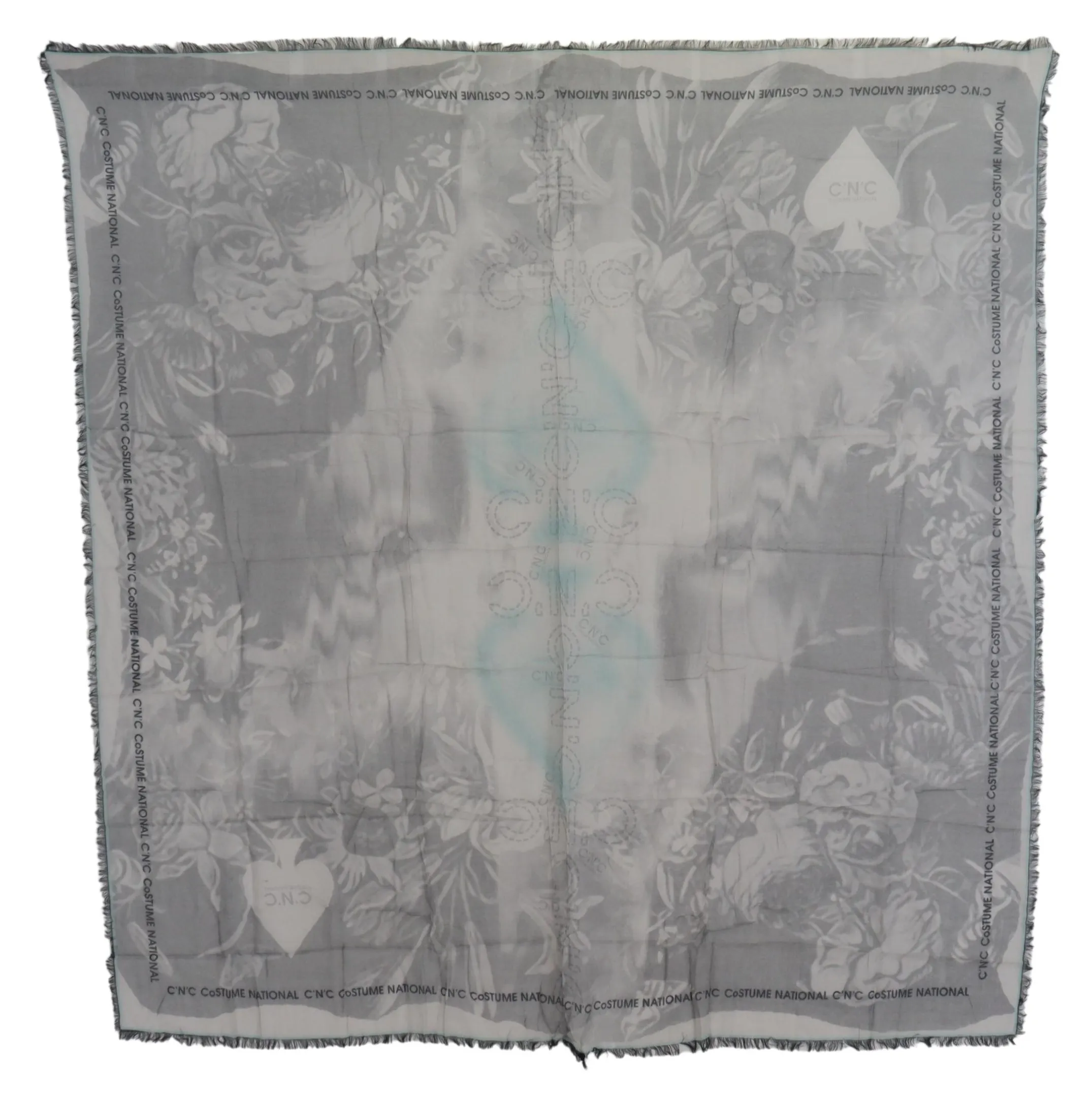 Costume National Women's Chic Designer Grey Scarf with Fringes