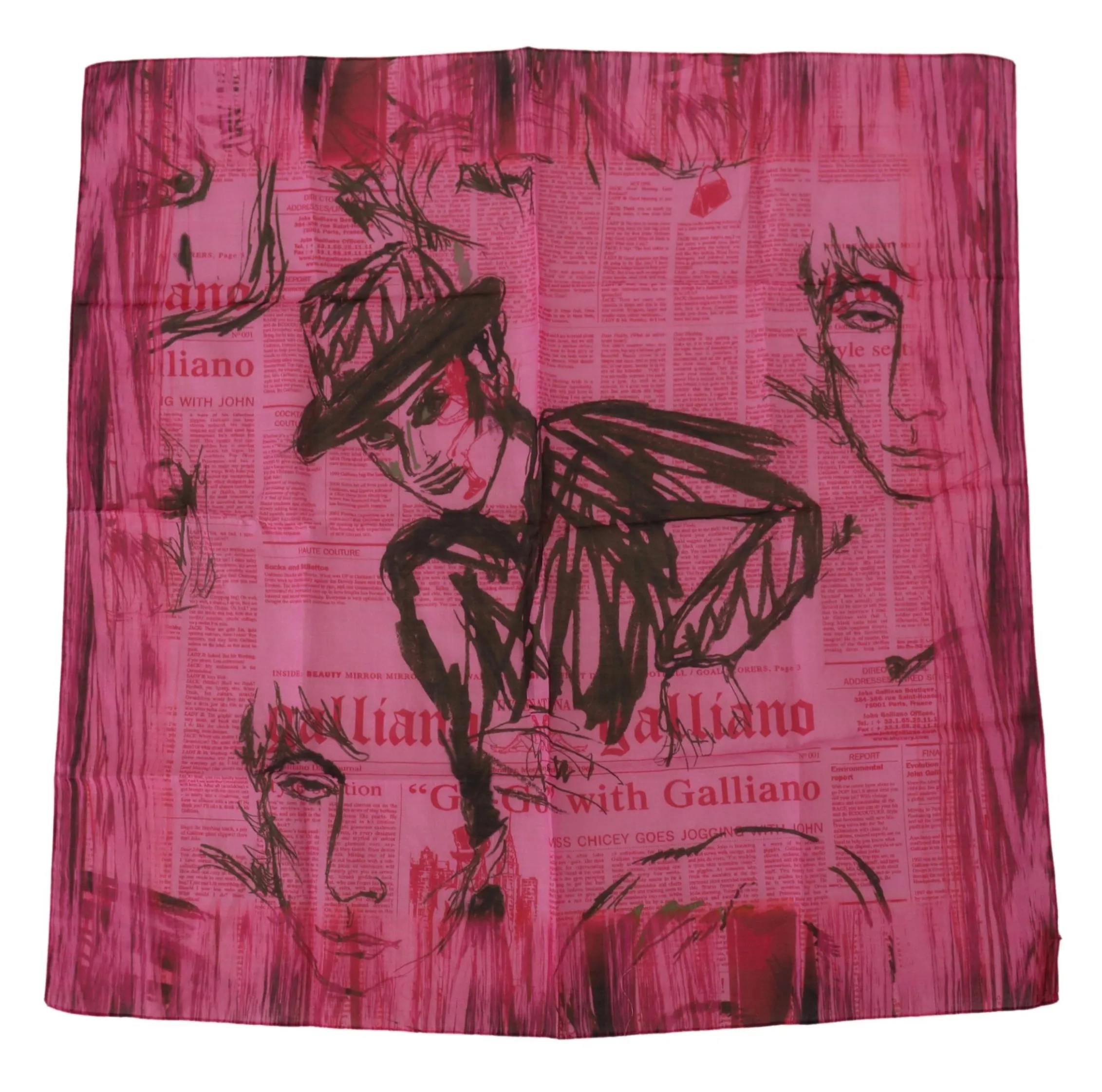 John Galliano Women's Elegant Pink Square Scarf
