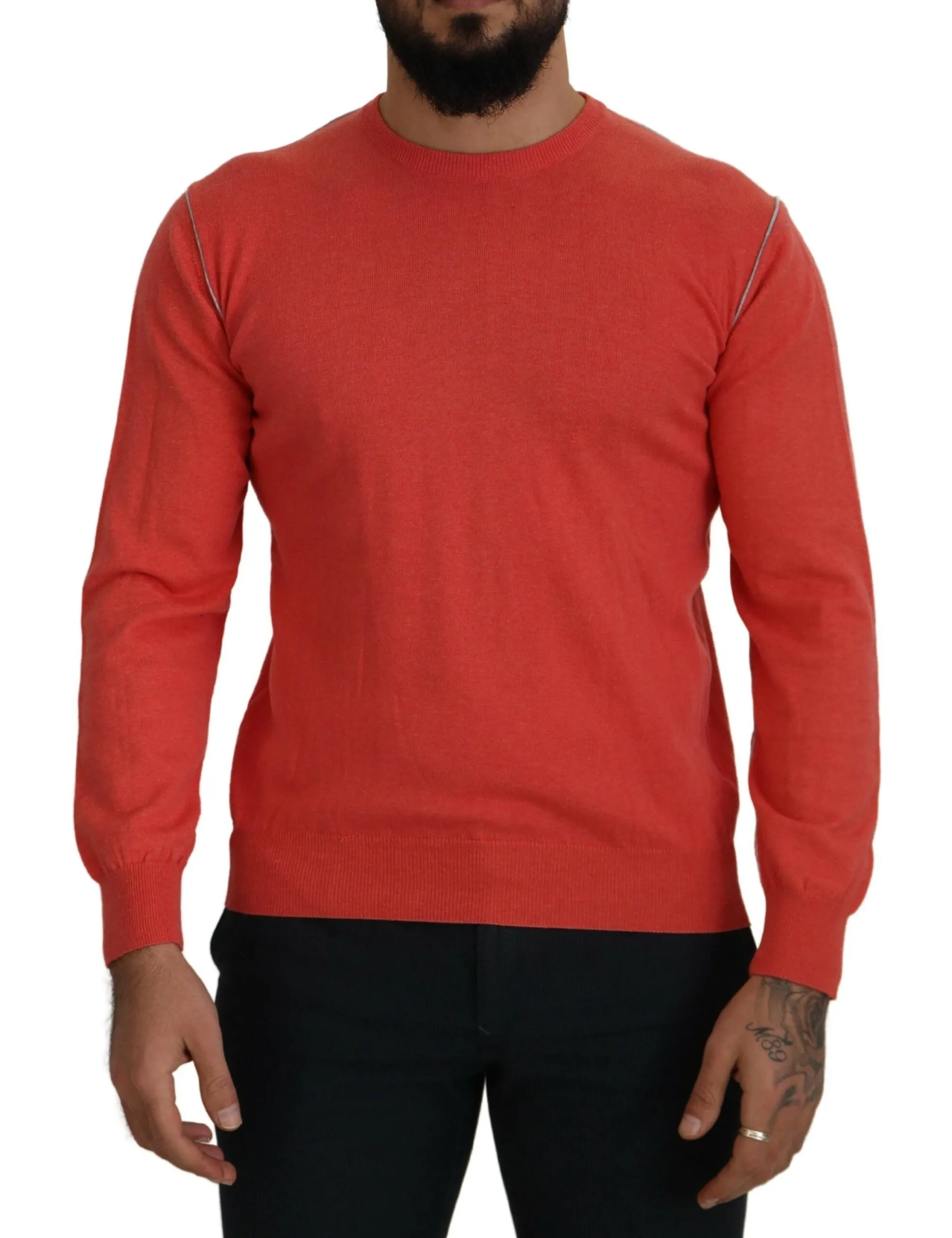 Eleventy Men's Elegant Orange Crewneck Pullover Sweater