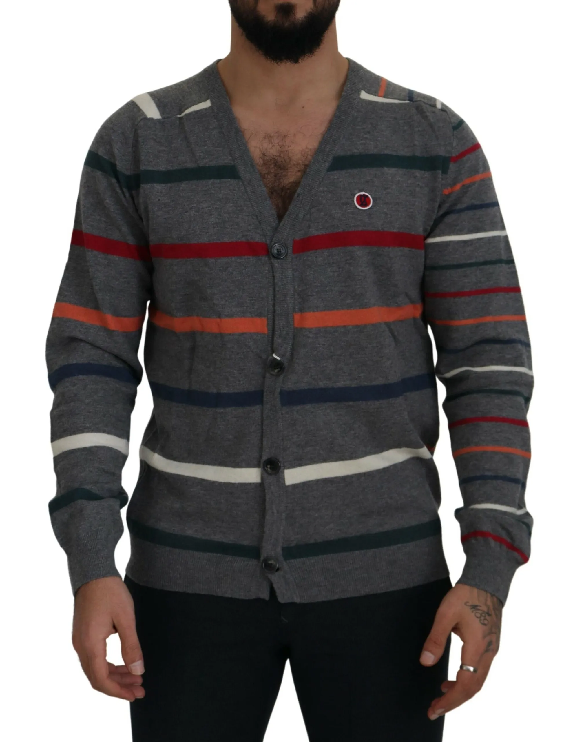 John Galliano Men's Multicolor Wool Blend Cardigan Sweater