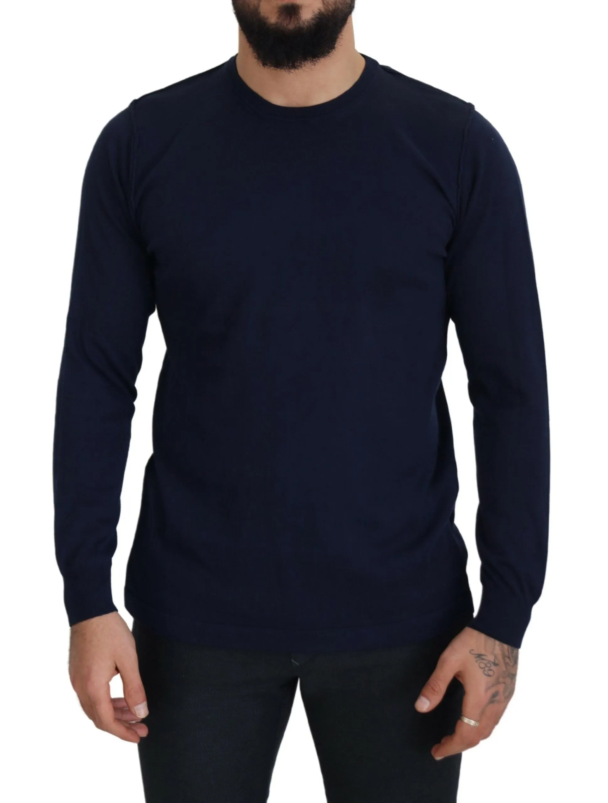Paolo Pecora Milano Men's Authentic Crewneck Blue Pullover Sweater