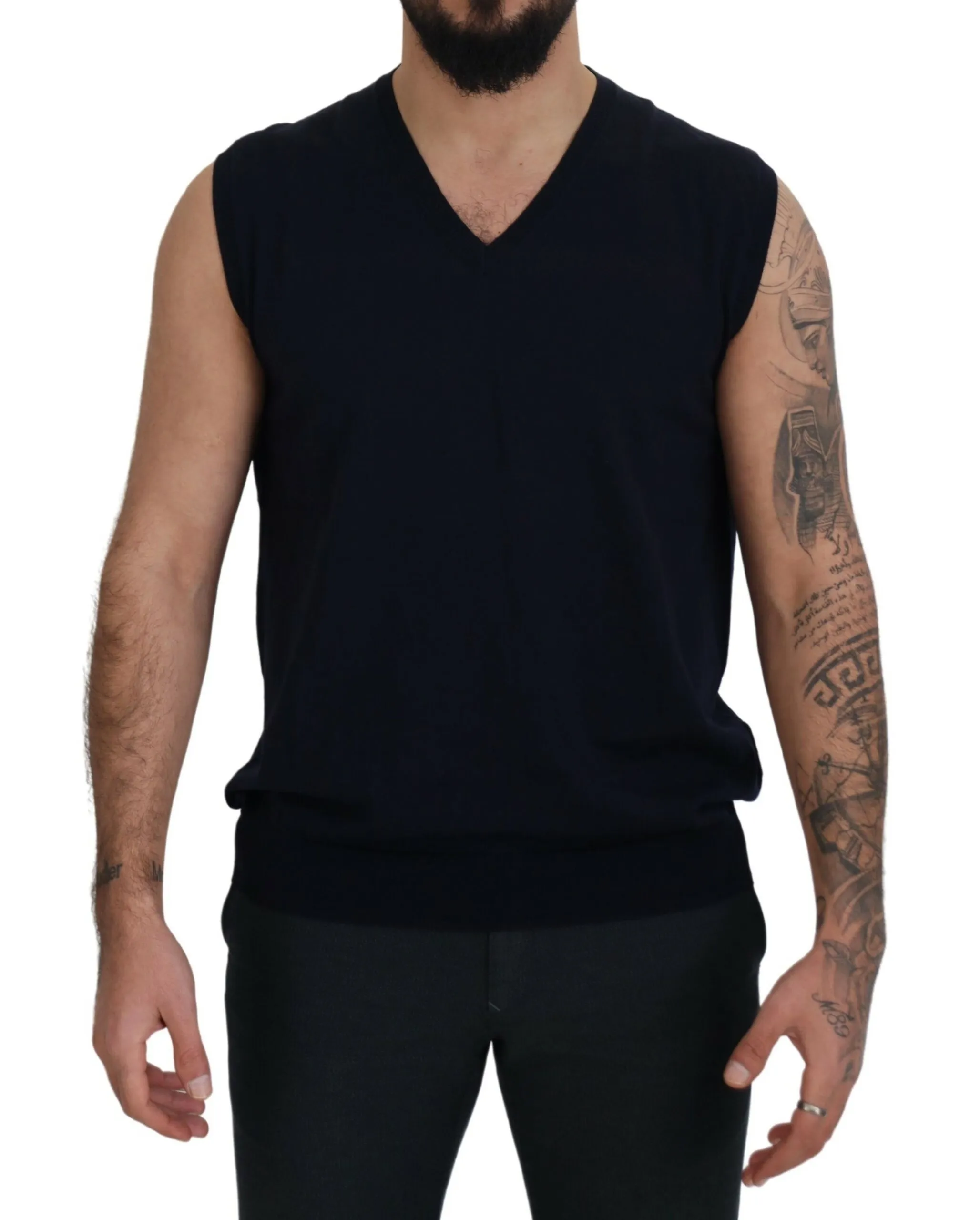 Paolo Pecora Milano Men's Sleek Black V-Neck Sleeveless Tank