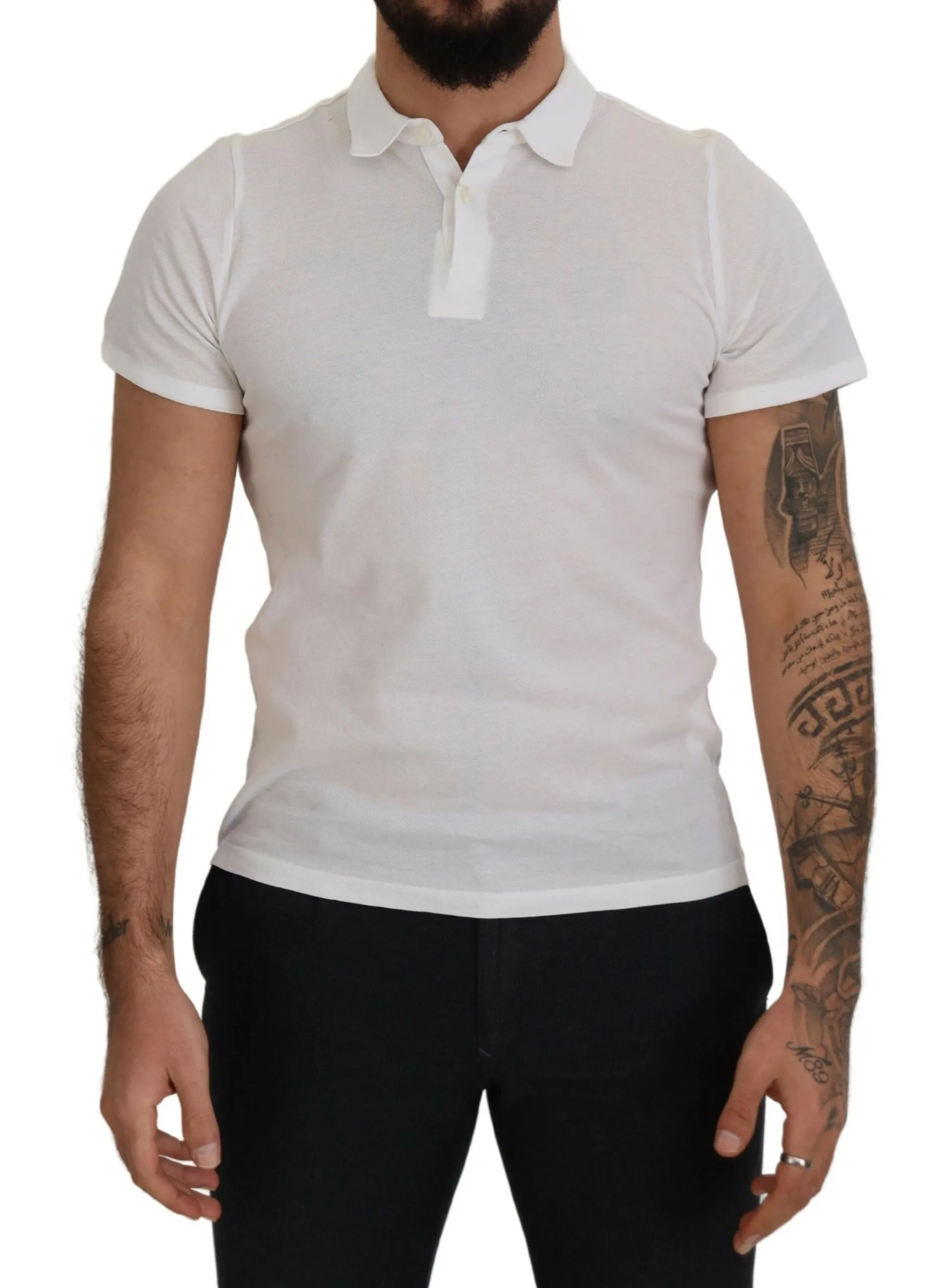 FRADI Men's Elegant White Cotton Polo T-Shirt