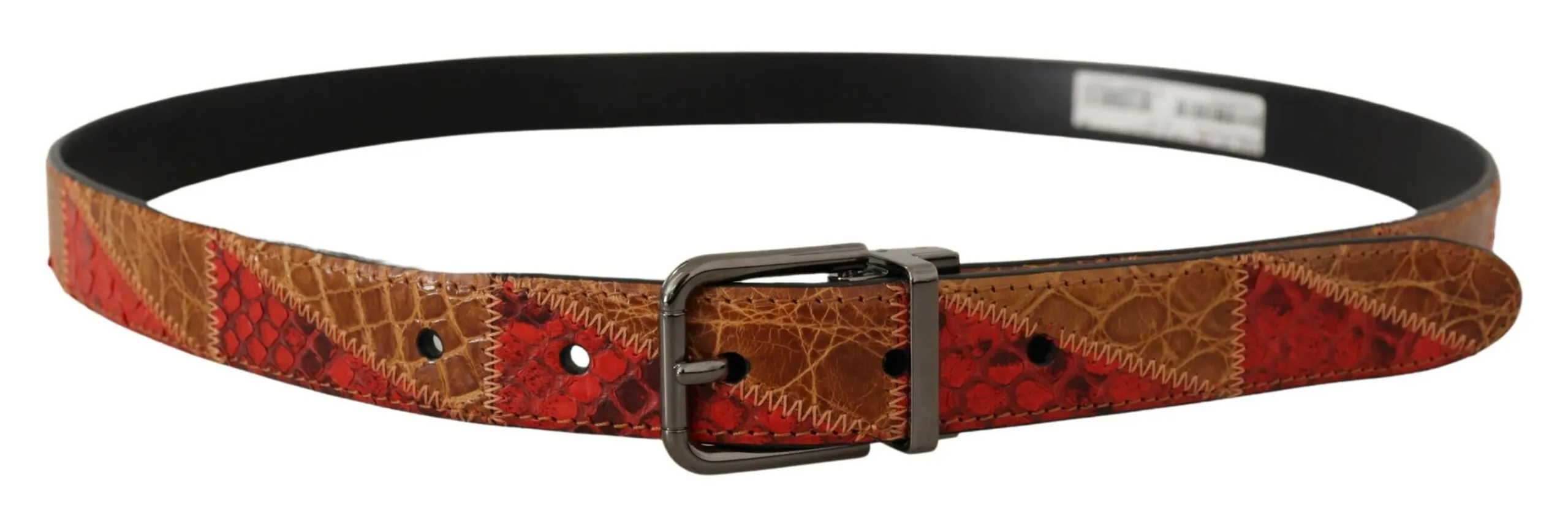 Dolce & Gabbana Men's Elegant Two-Tone Snakeskin Leather Belt