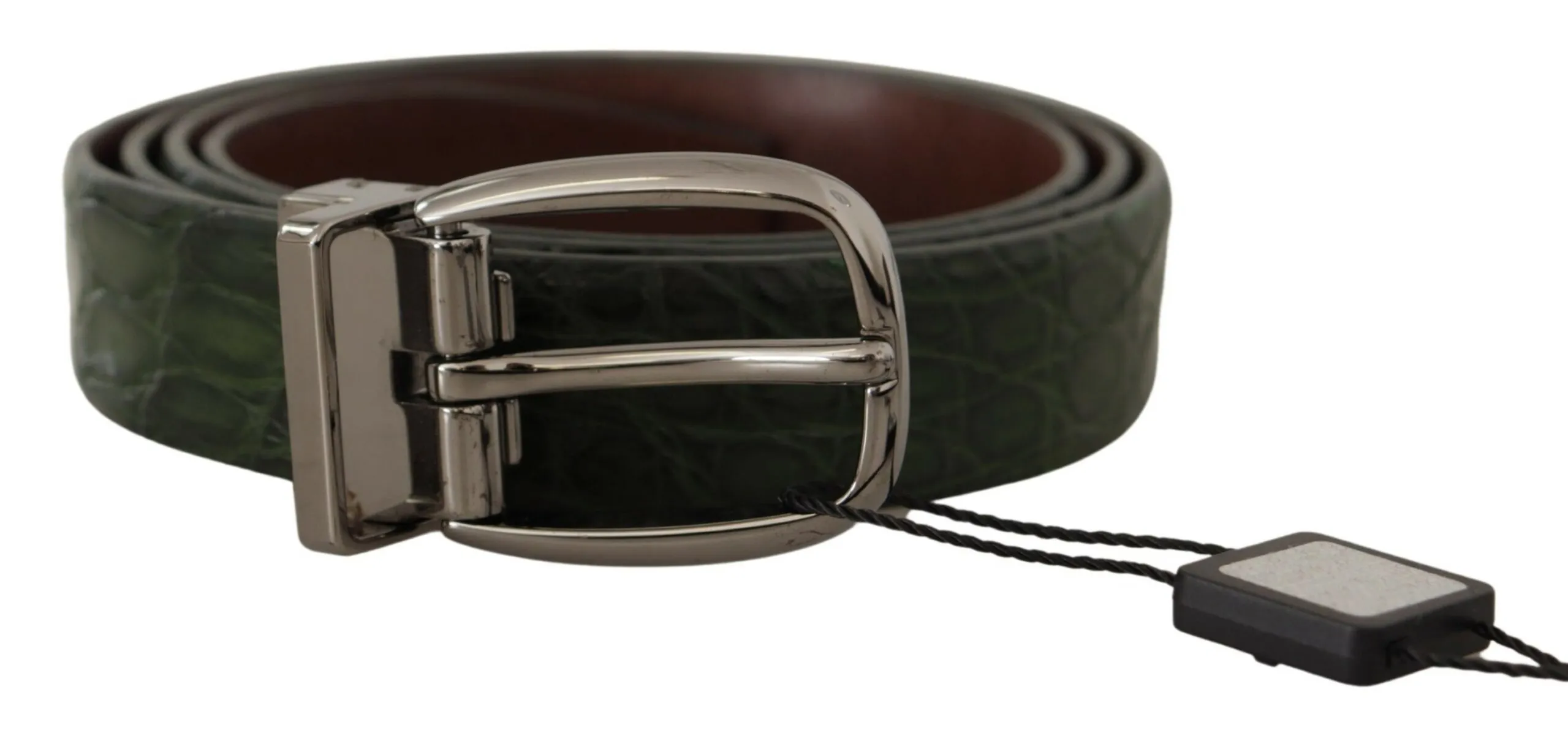 Dolce & Gabbana Men's Elegant Italian Leather Crocodile Belt