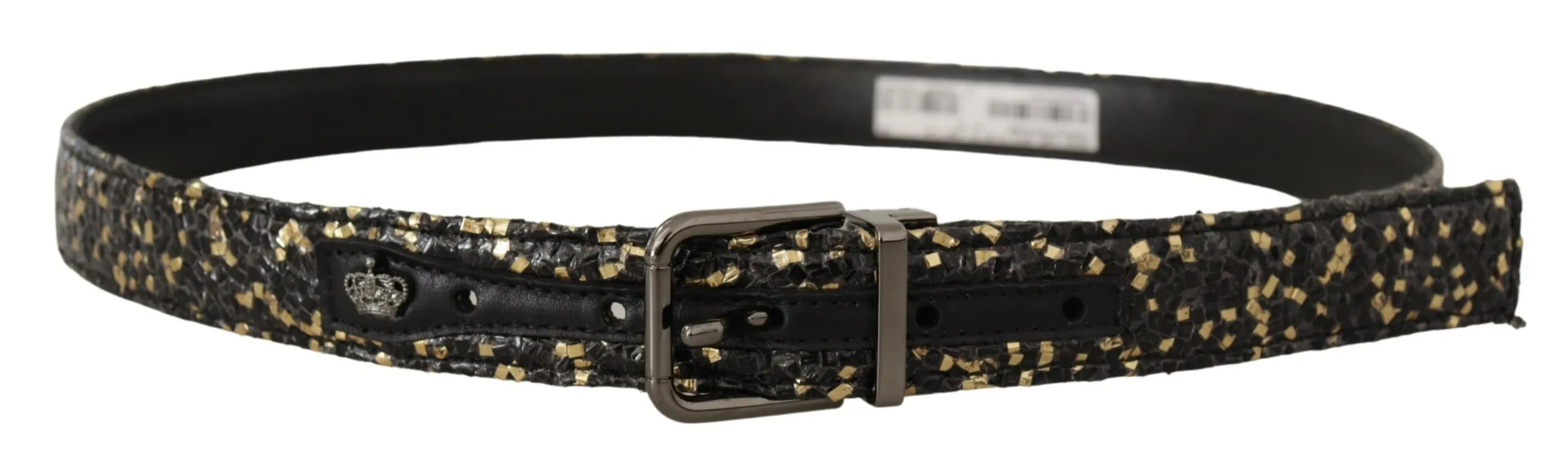 Dolce & Gabbana Men's Elegant Italian Leather Belt with Crown Detail