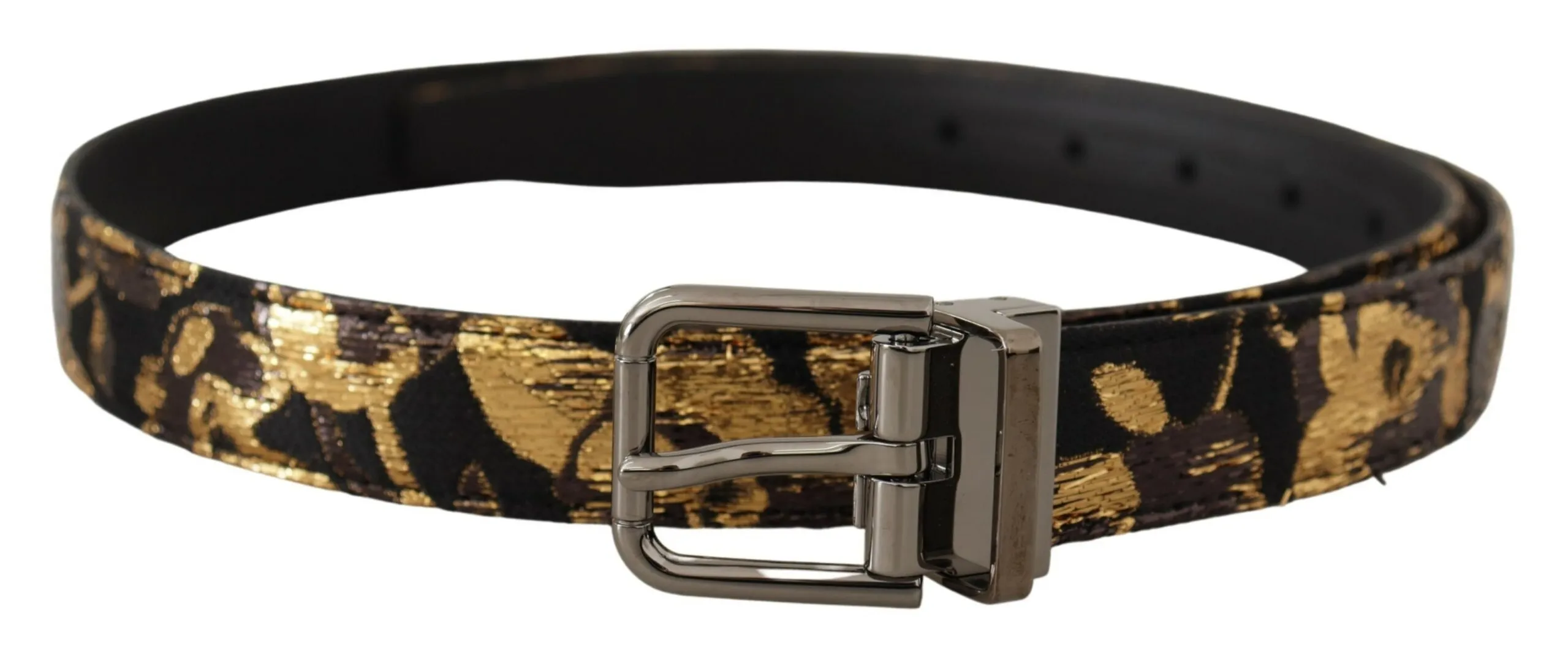 Dolce & Gabbana Men's Multicolor Leather Belt with Black Buckle