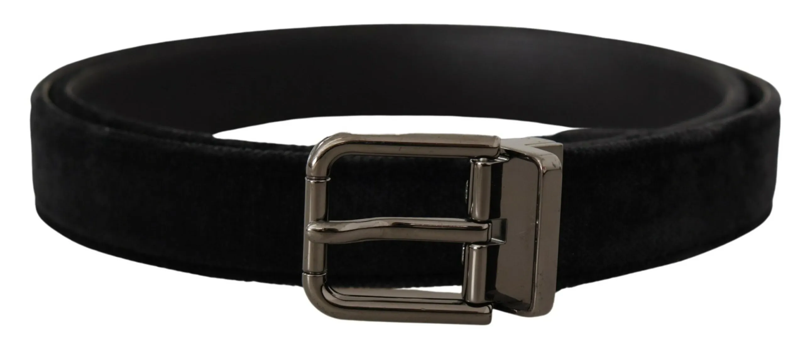 Dolce & Gabbana Men's Elegant Black Leather Belt with Silver Tone Buckle