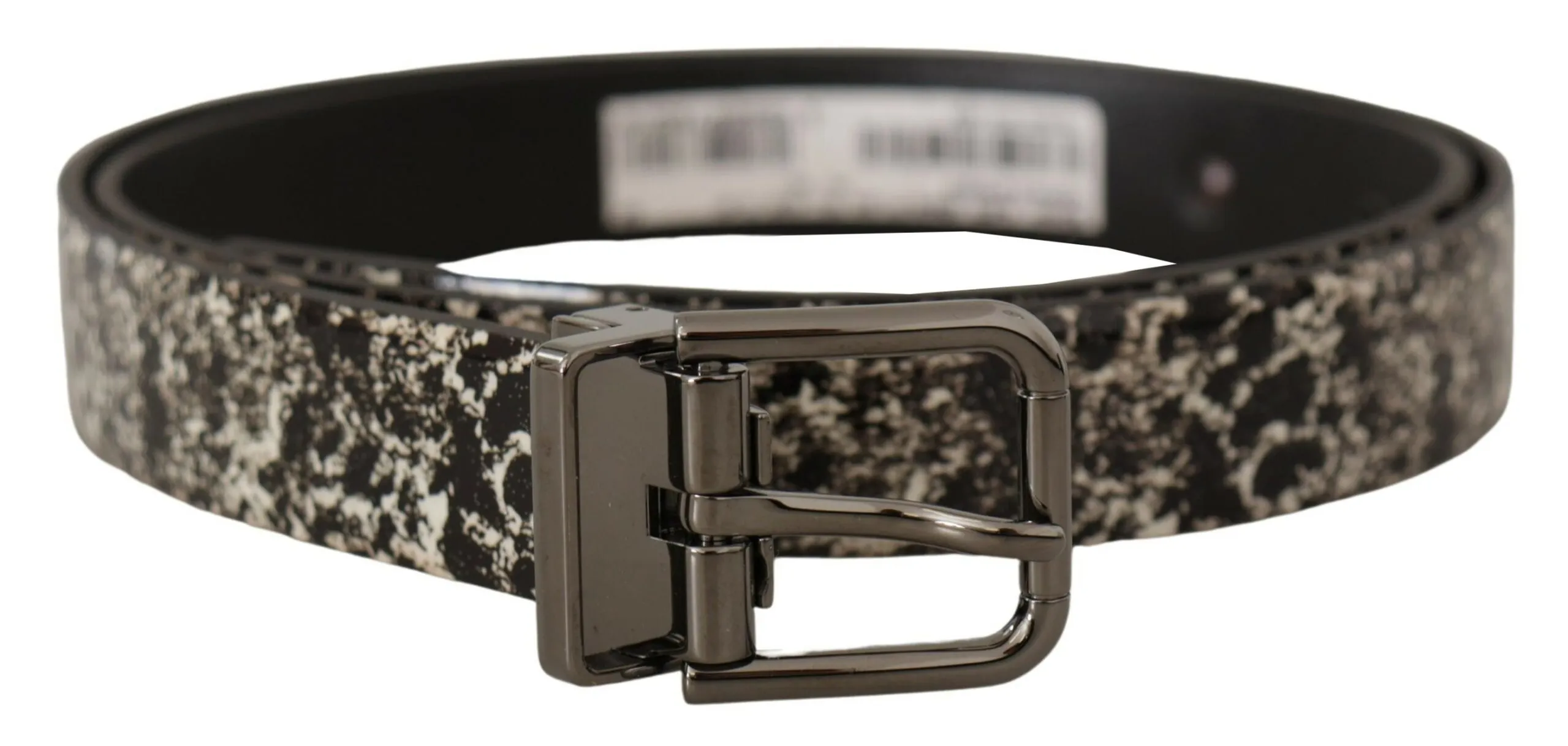 Dolce & Gabbana Men's Elegant Marble Print Leather Belt