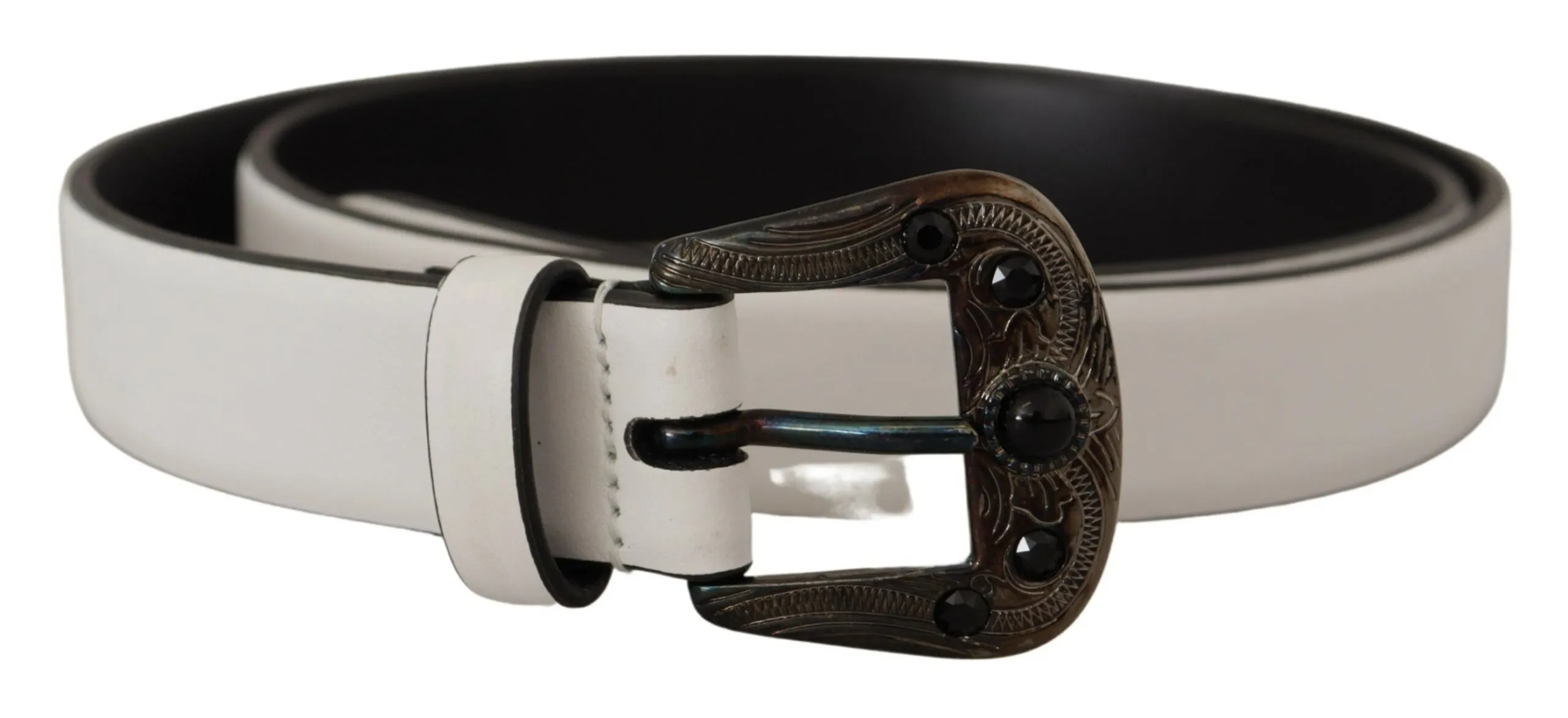 Dolce & Gabbana Men's Elegant White Vitello Leather Belt
