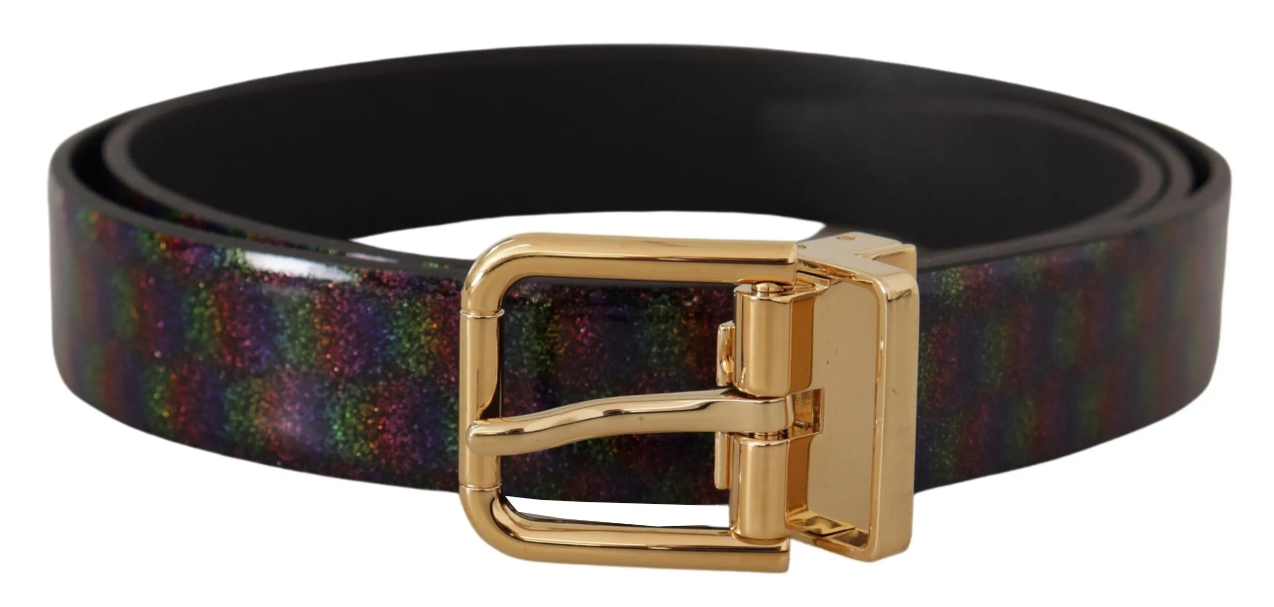 Dolce & Gabbana Men's Elegant Vernice Leather Belt with Silver Buckle
