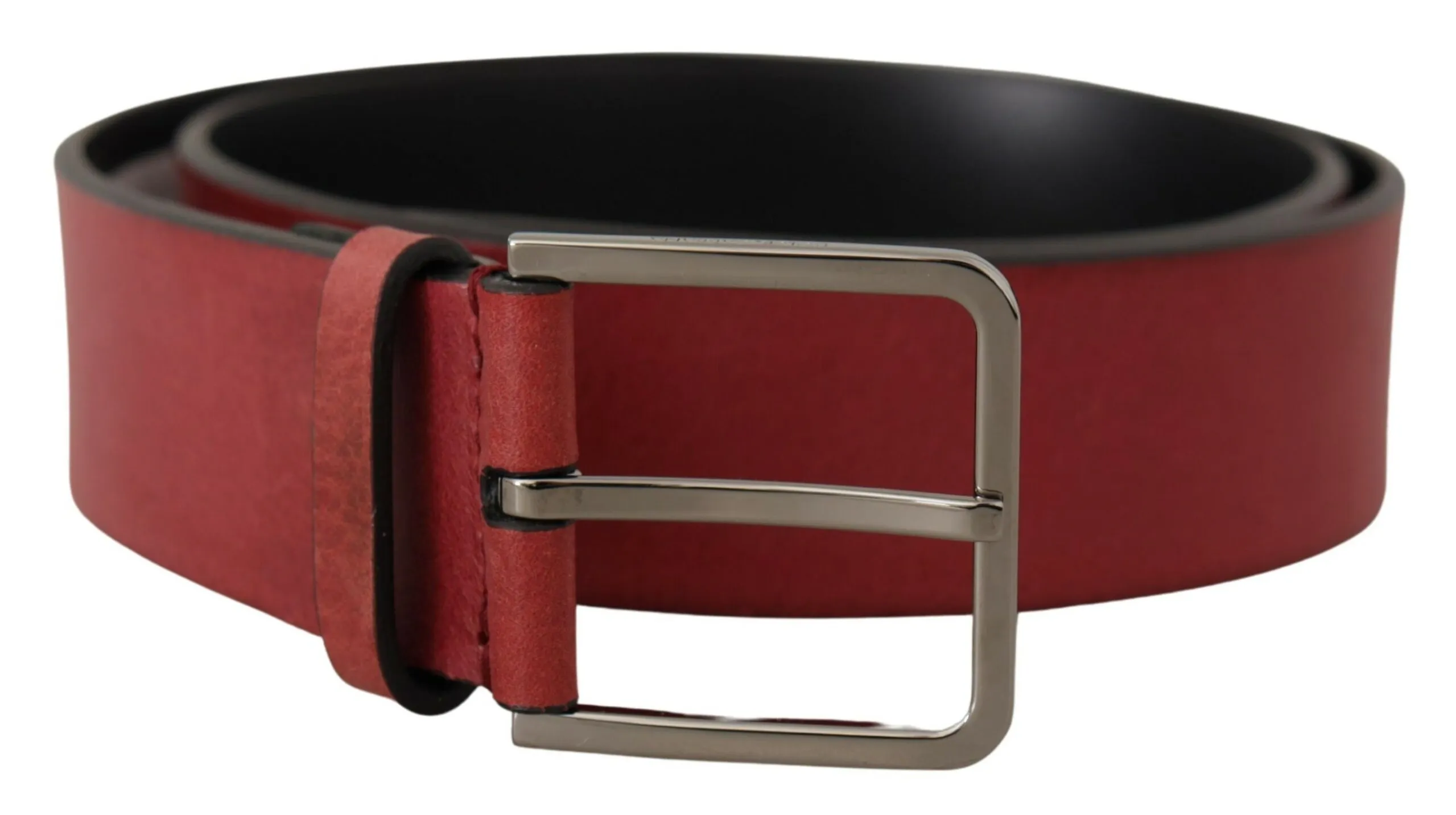 Dolce & Gabbana Men's Elegant Grosgrain Leather Belt with Silver Buckle