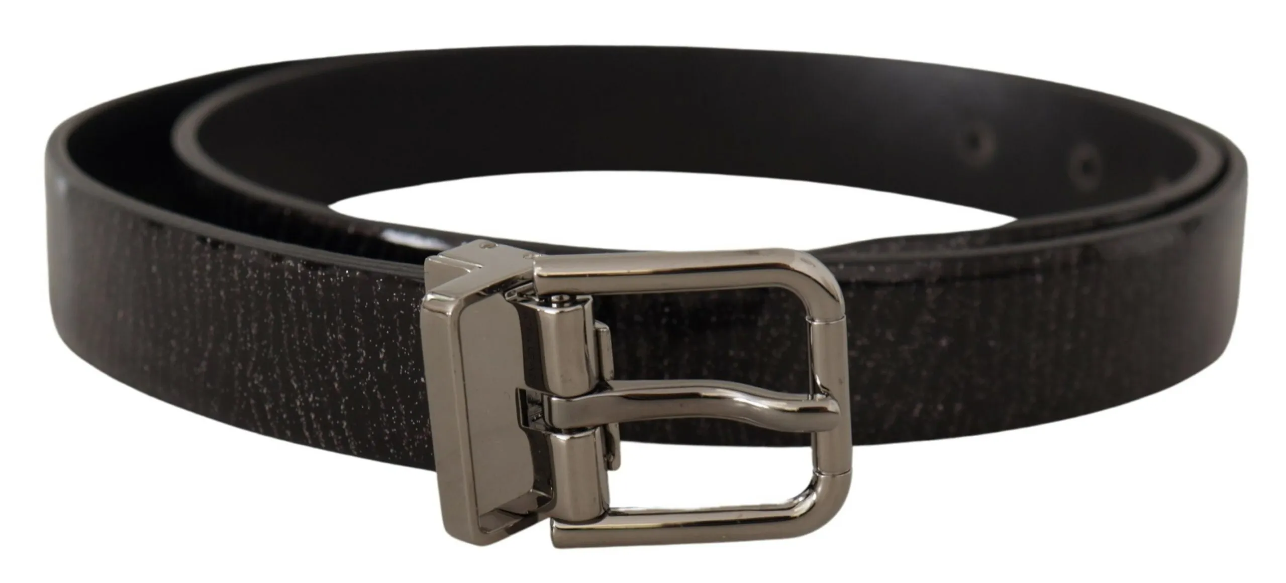 Dolce & Gabbana Men's Elegant Black Leather Belt with Silver Buckle