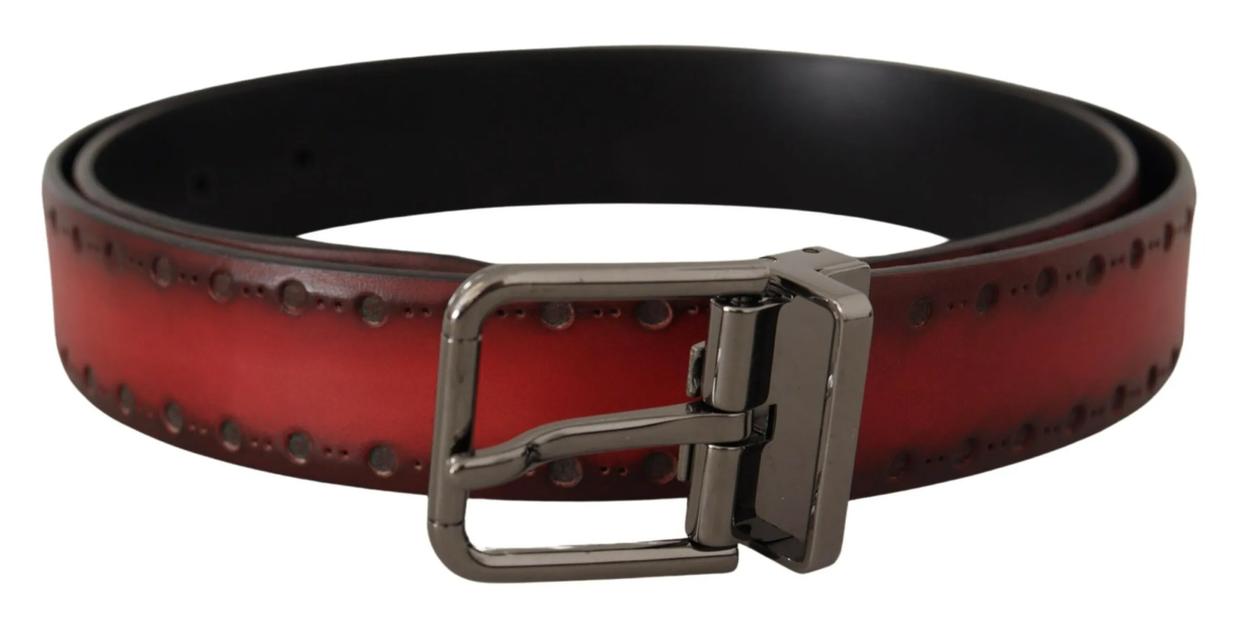 Dolce & Gabbana Men's Elegant Maroon Leather Belt with Silver Buckle