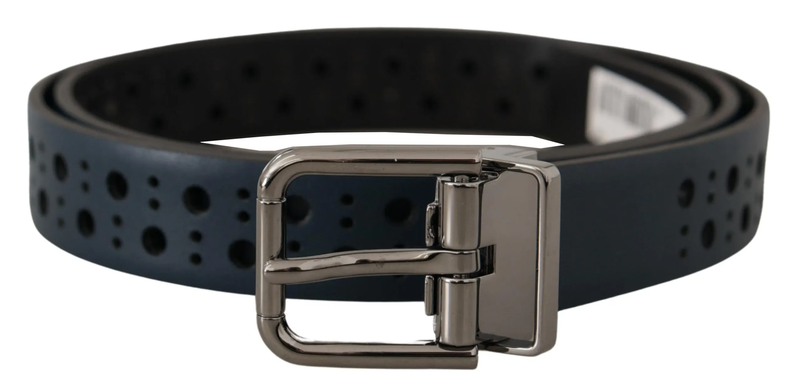 Dolce & Gabbana Men's Elegant Navy Blue Leather Belt