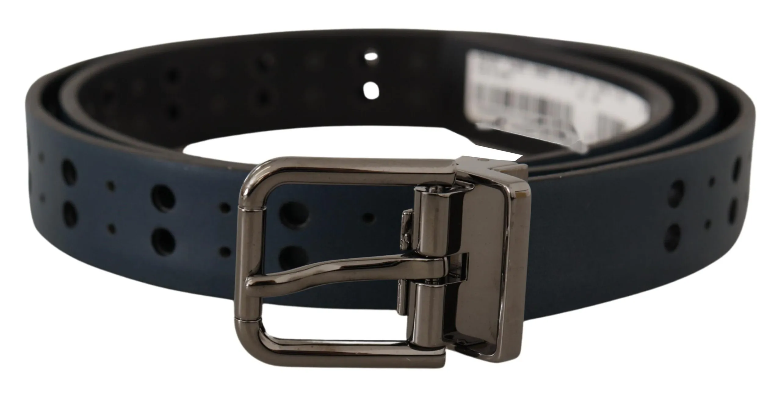 Dolce & Gabbana Men's Elegant Blue Leather Belt with Metal Buckle