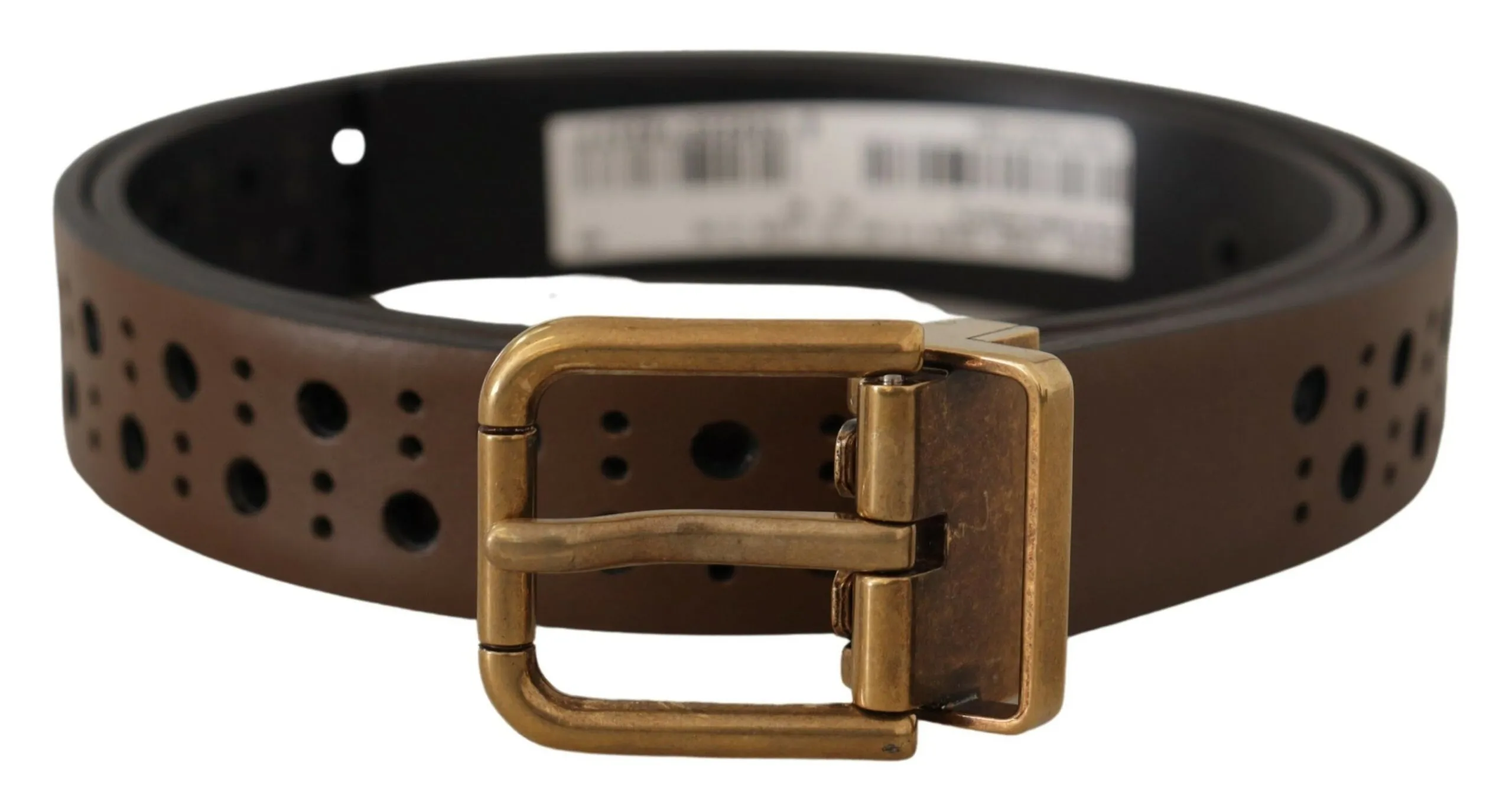 Dolce & Gabbana Men's Elegant Brown Leather Belt with Golden Buckle