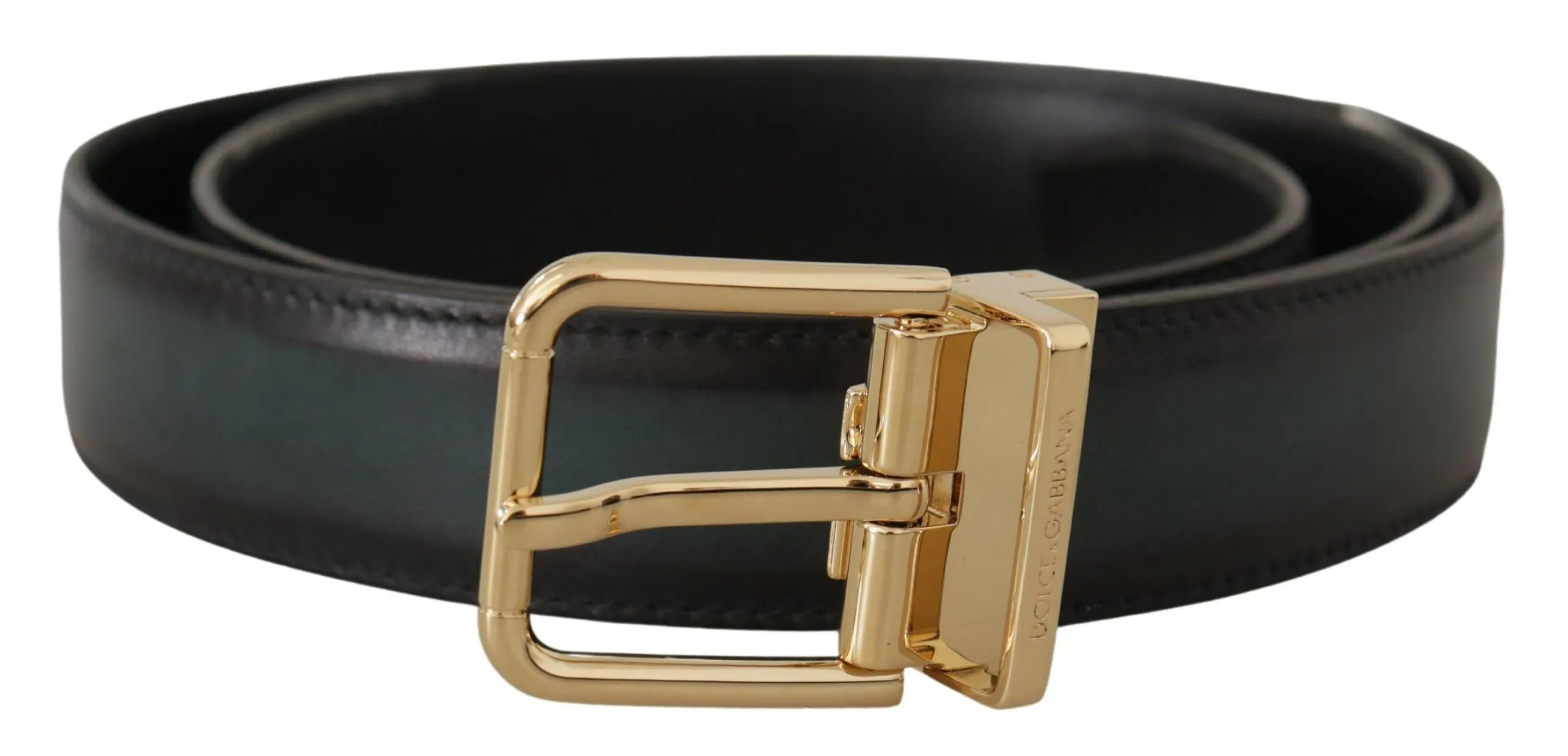 Dolce & Gabbana Men's Elegant Dark Green Leather Belt