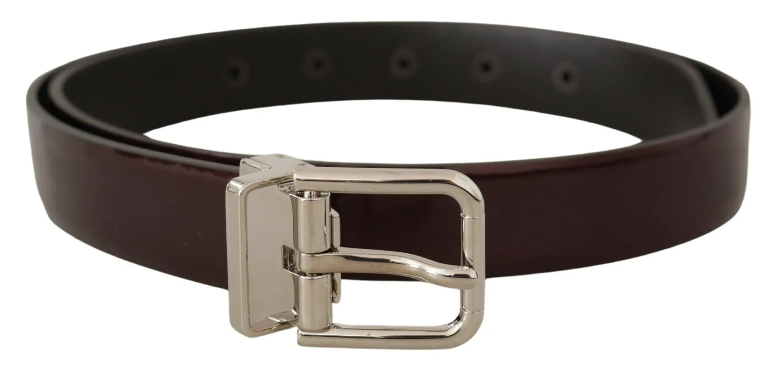 Dolce & Gabbana Men's Elegant Dark Brown Patent Leather Belt