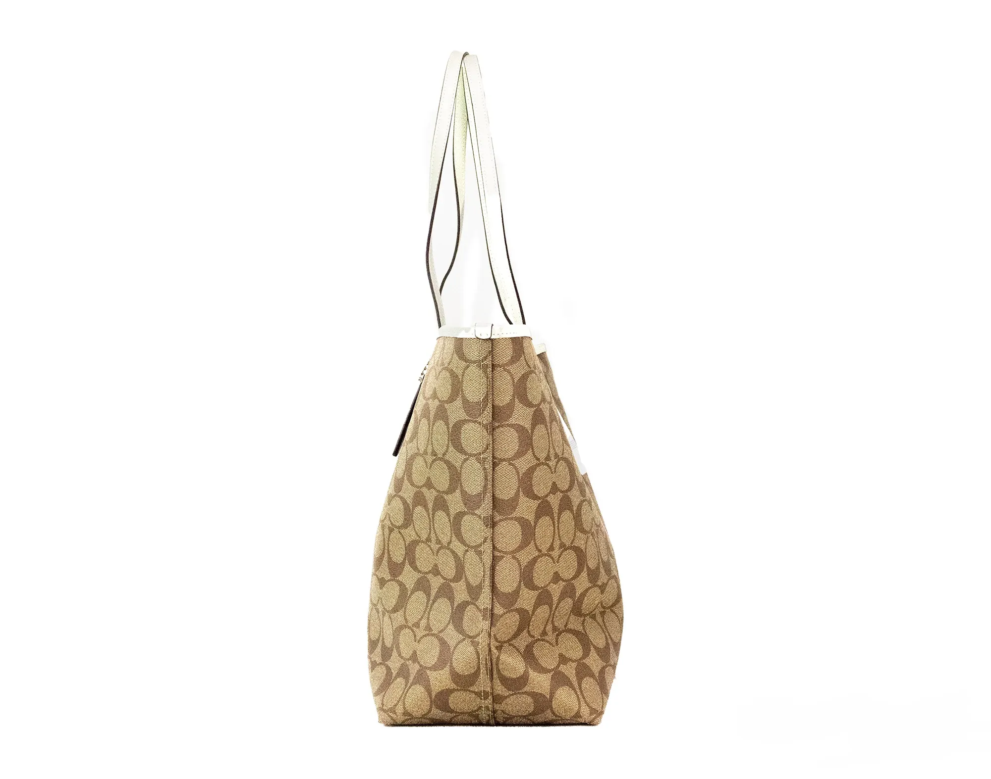 COACH Women's Khaki Light Sage Coated Canvas City Tote Shoulder Handbag Purse