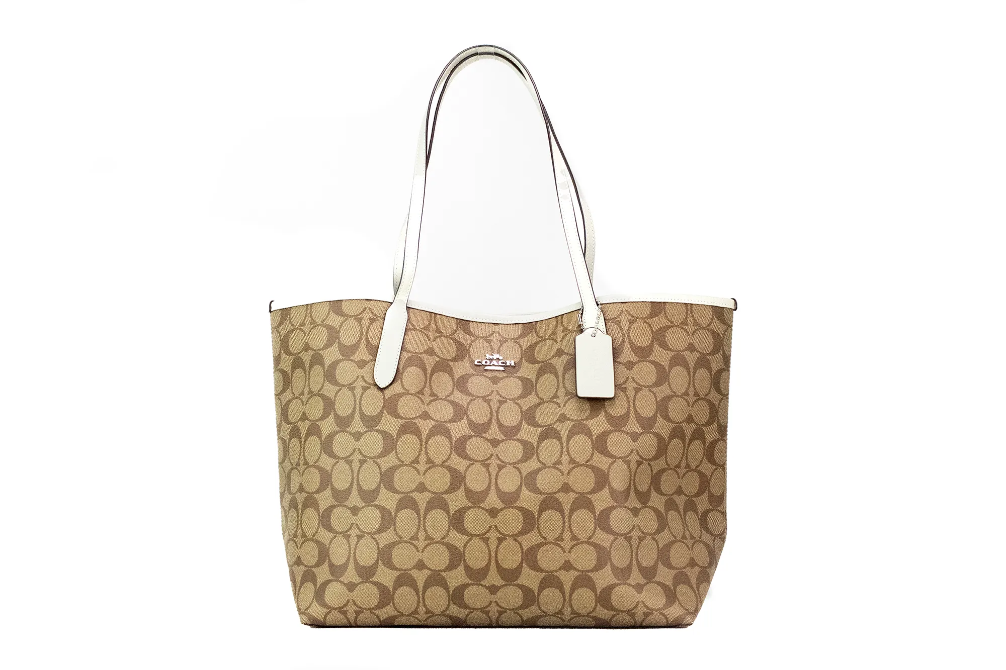 COACH Women's Khaki Light Sage Coated Canvas City Tote Shoulder Handbag Purse