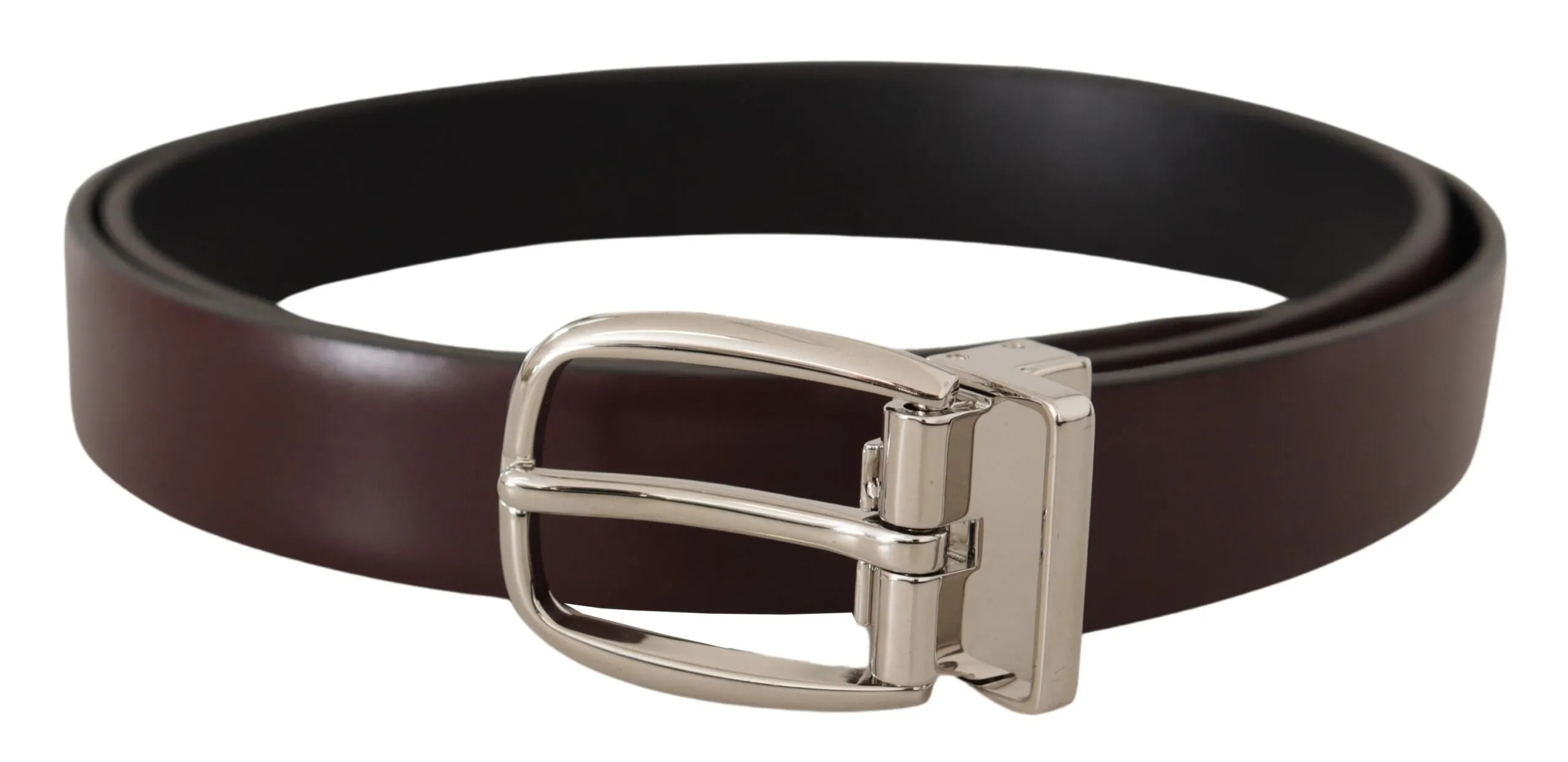 Dolce & Gabbana Men's Elegant Leather Belt with Silver Metal Buckle