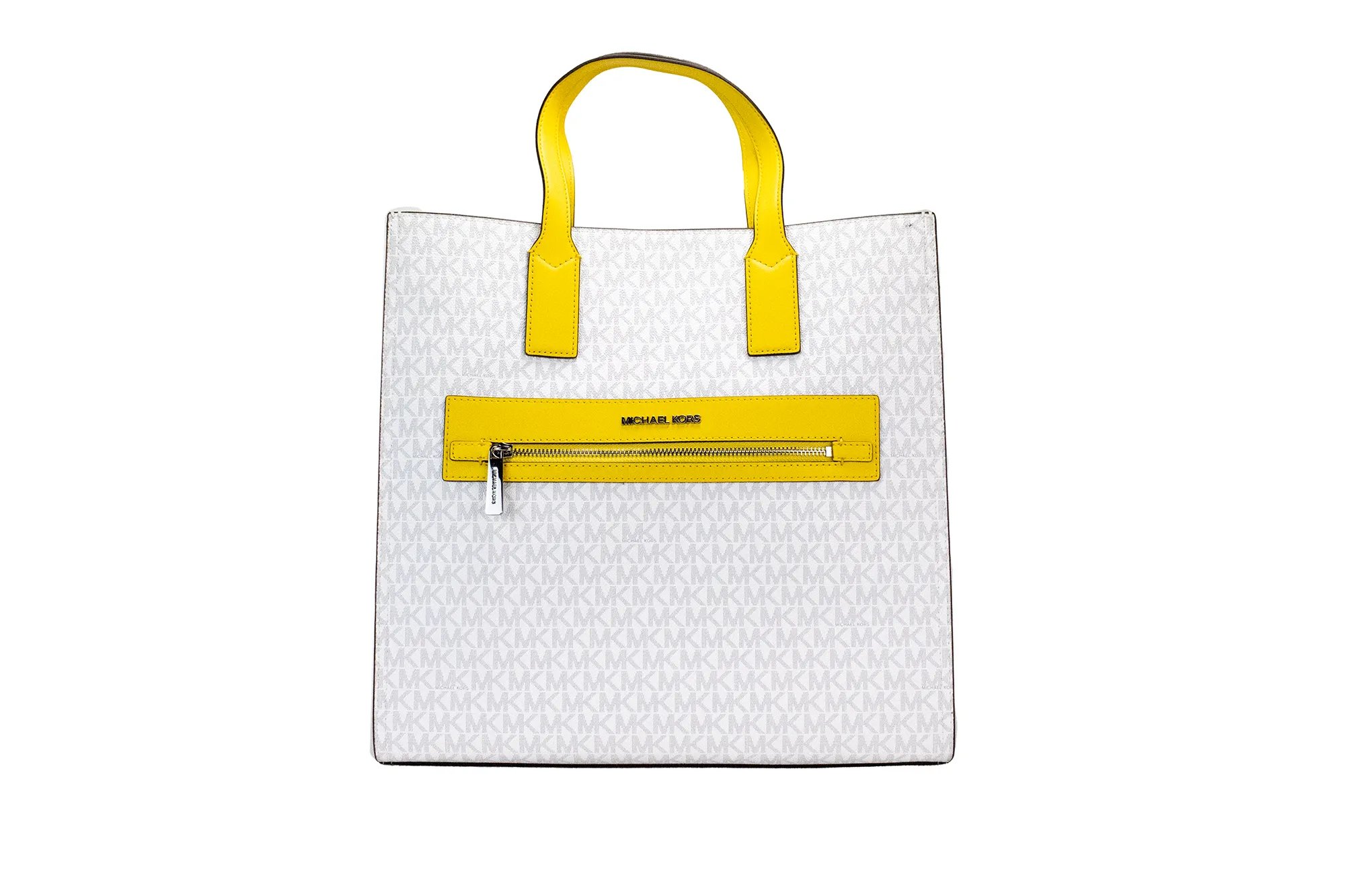 Michael Kors Women's Kenly Large Signature Citrus PVC North South Tote Computer Handbag