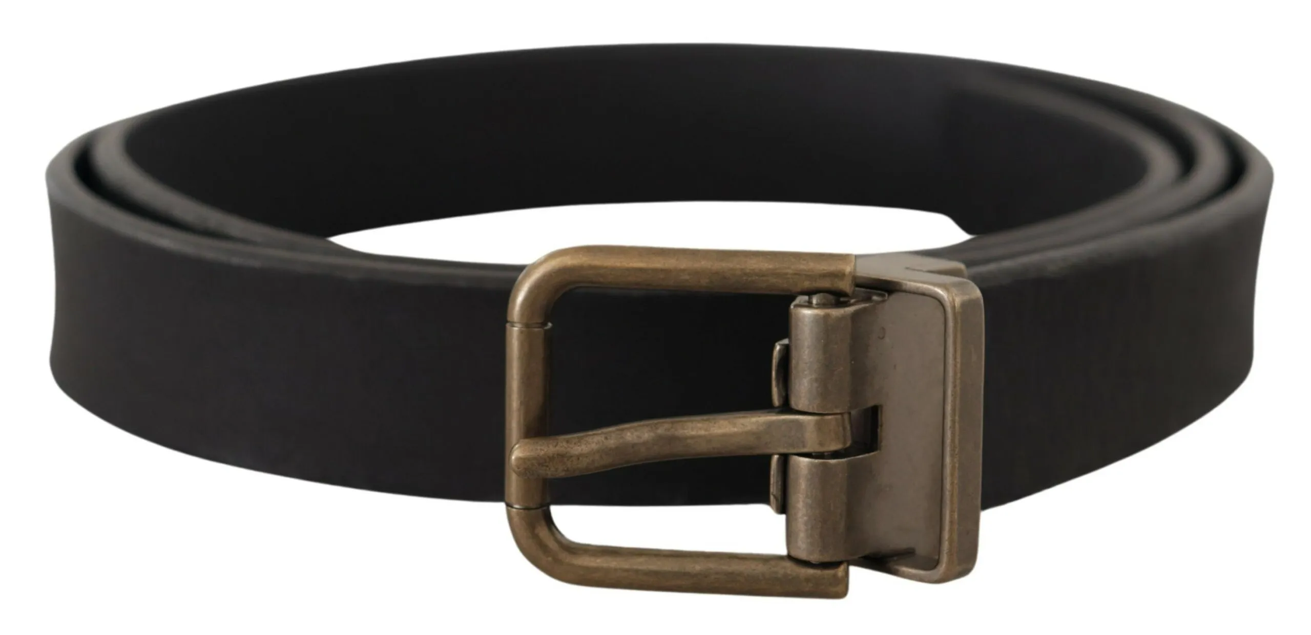 Dolce & Gabbana Men's Elegant Black Leather Belt with Vintage Metal Buckle