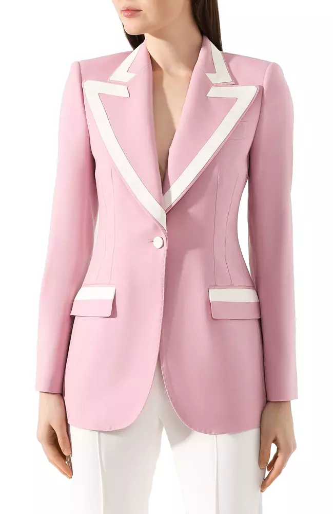 Dolce & Gabbana Women's Elegant Wool Blend Silk-Trim Jacket