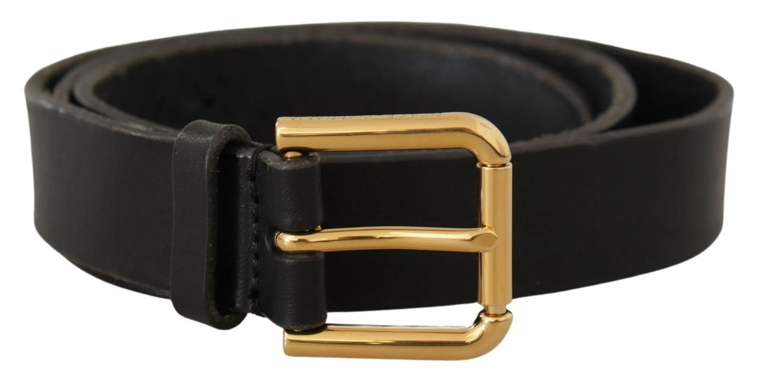 Dolce & Gabbana Men's Sleek Black Leather Belt with Metal Buckle