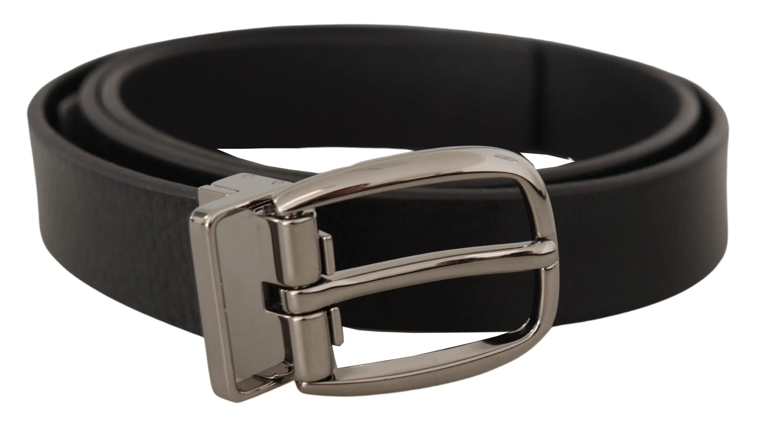 Dolce & Gabbana Men's Elegant Black Leather Dress Belt