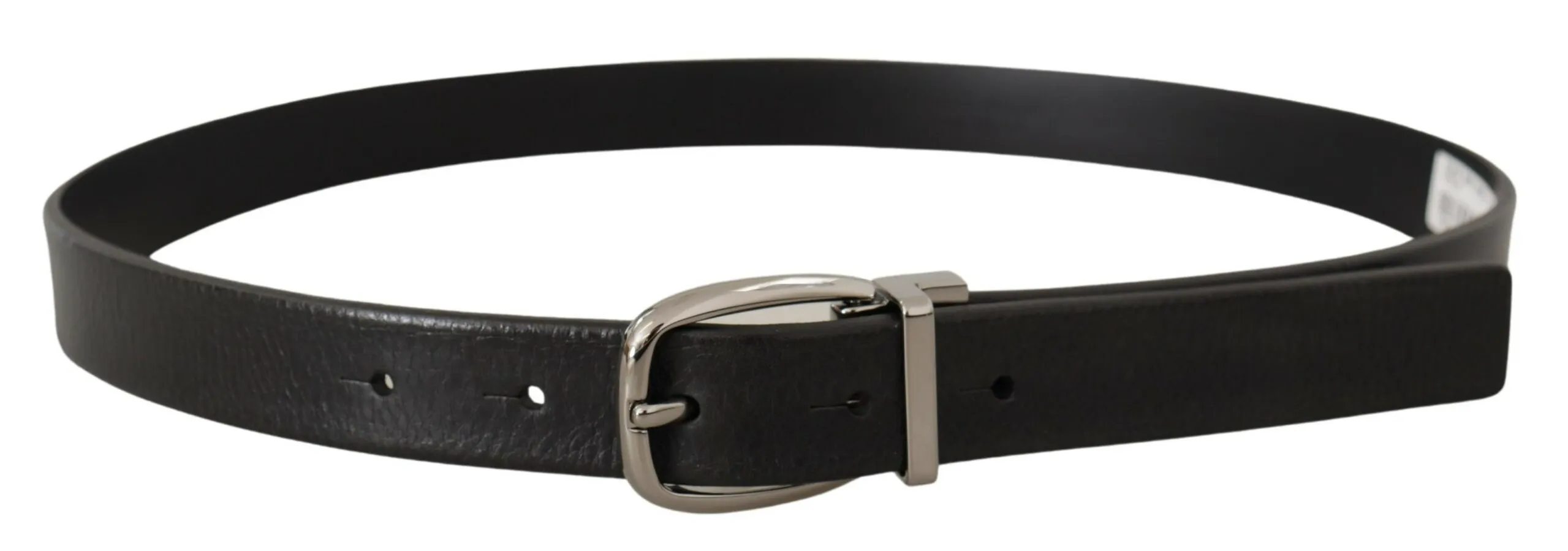 Dolce & Gabbana Men's Elegant Black Leather Belt with Metal Buckle