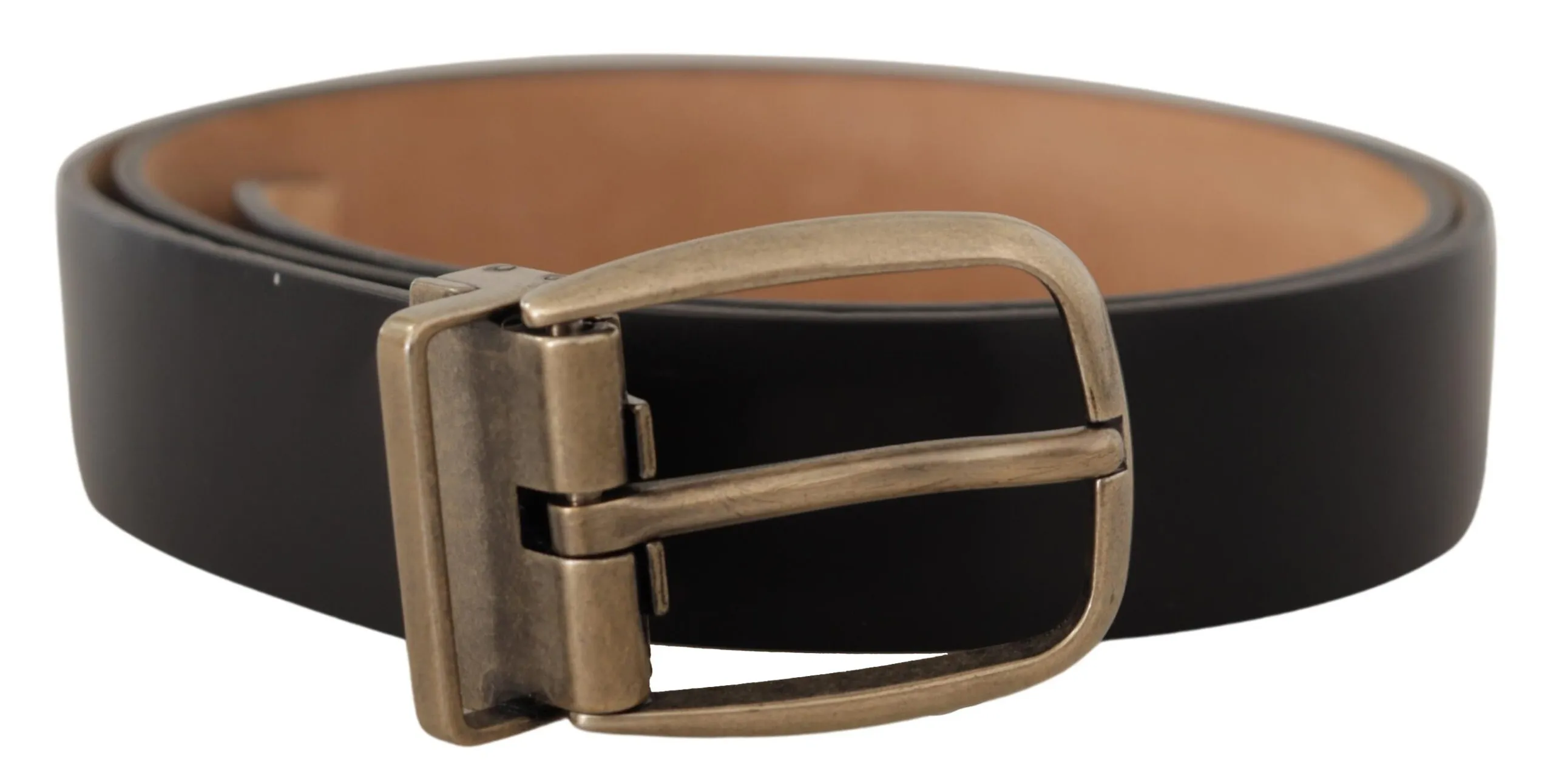 Dolce & Gabbana Men's Elegant Black Leather Belt with Metal Buckle