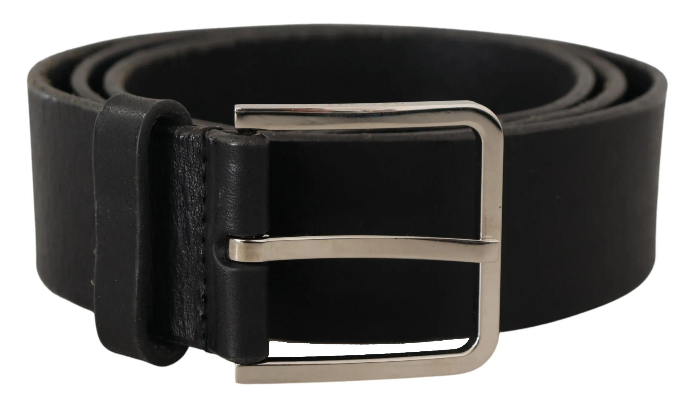 Dolce & Gabbana Men's Elegant Black Leather Belt with Metal Buckle