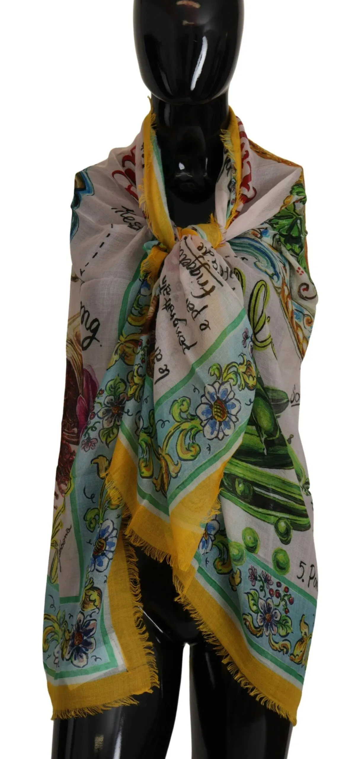 Dolce & Gabbana Women's Elegant Silk-Cashmere Blend Sicilian Print Scarf