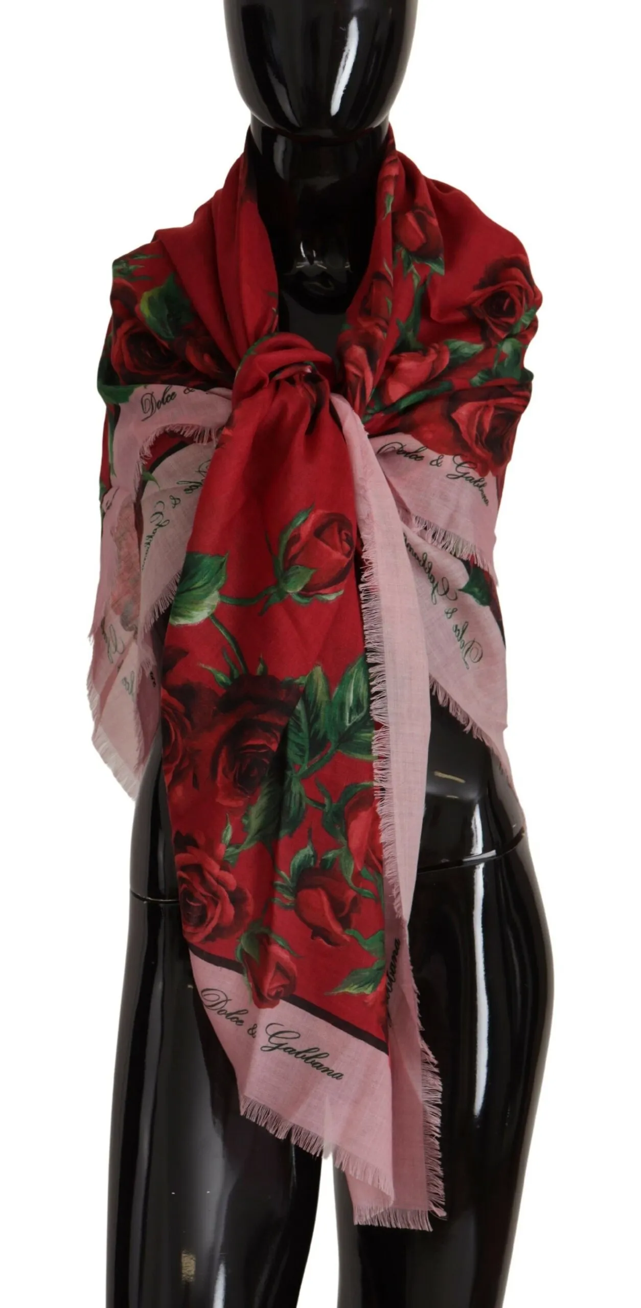 Dolce & Gabbana Women's Elegant Silk-Cashmere Blend Rose Scarf