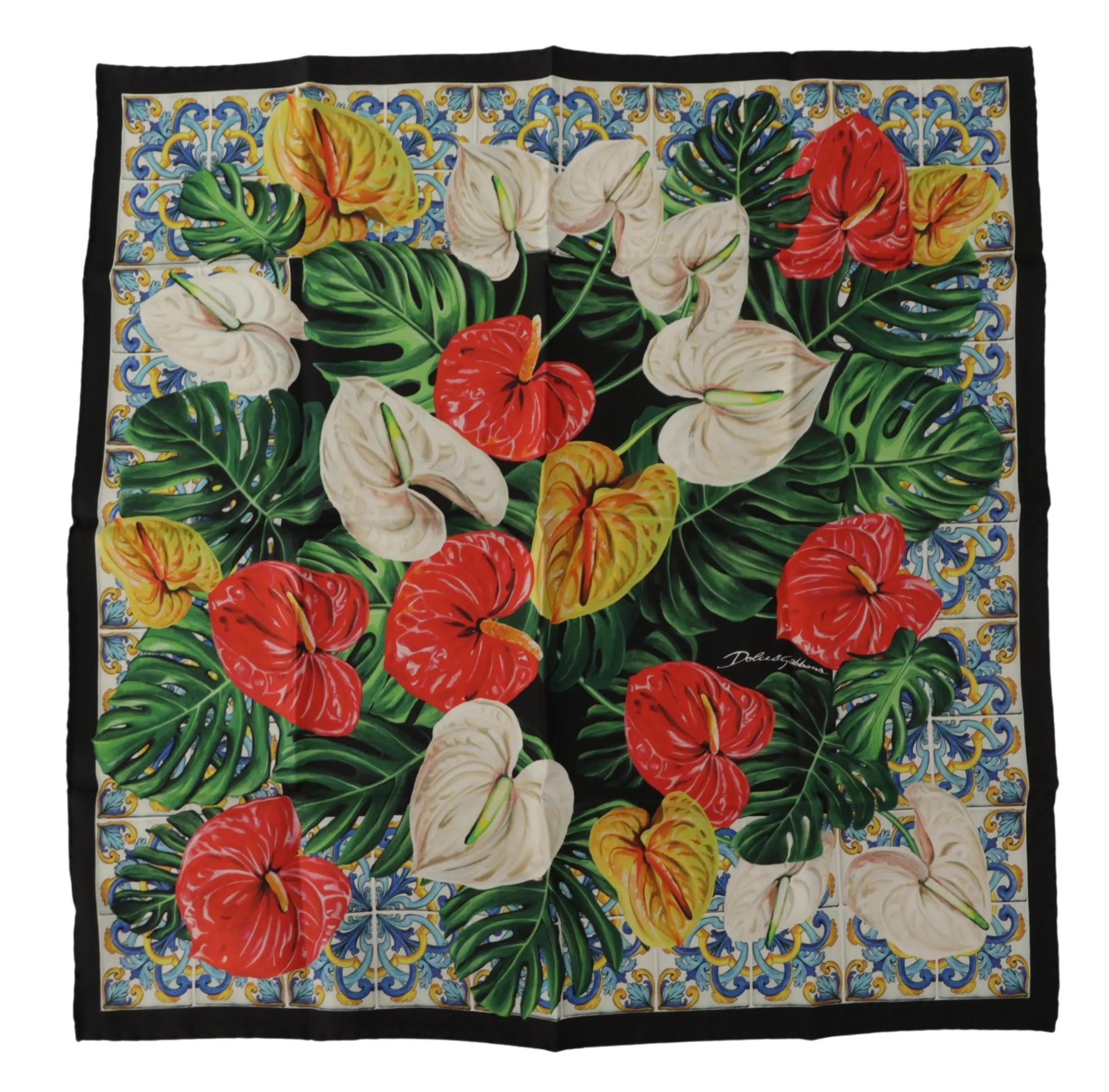 Dolce & Gabbana Women's Elegant Floral Square Silk Scarf