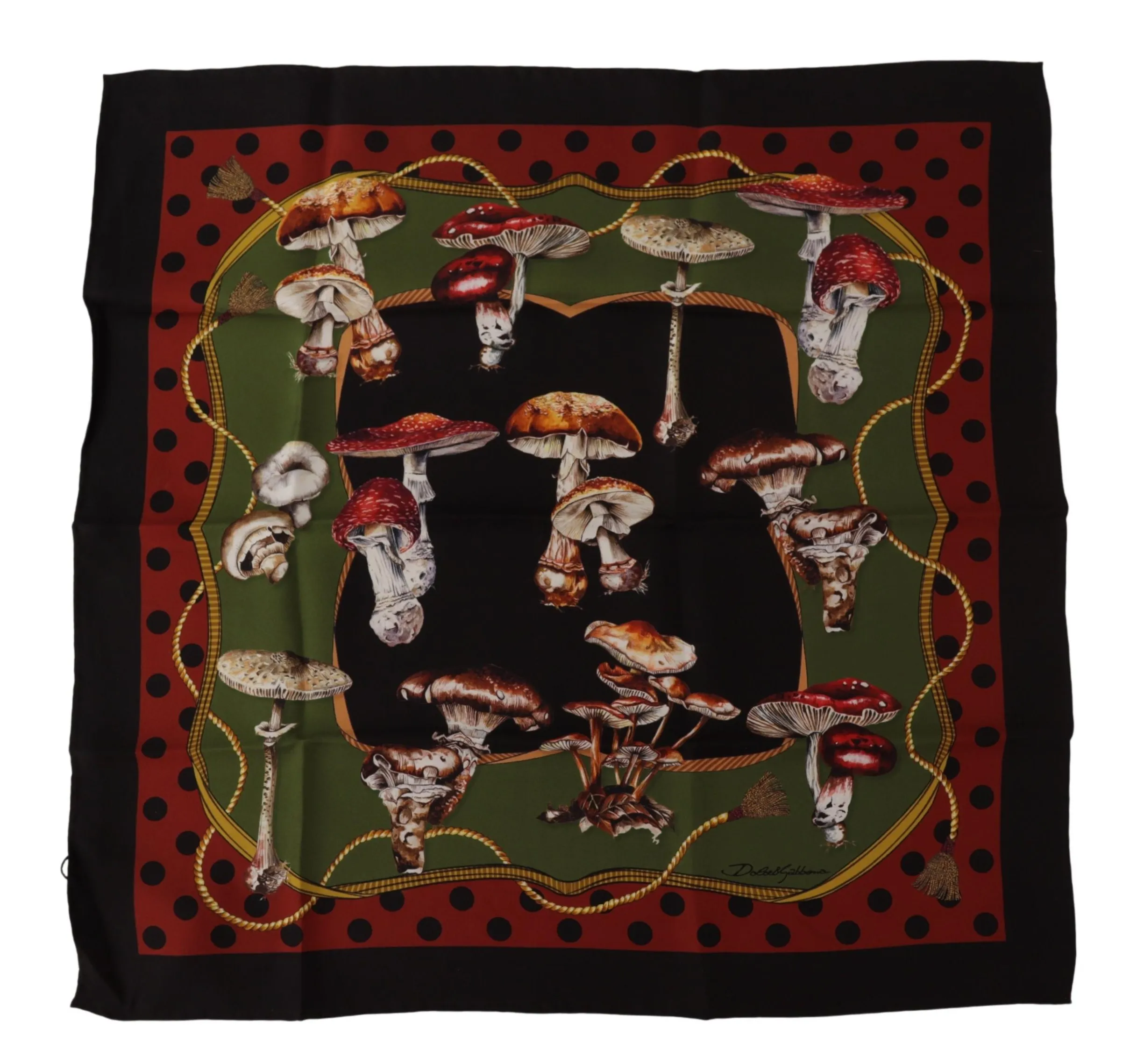 Dolce & Gabbana Women's Chic Silk Square Scarf with Mushroom Motif