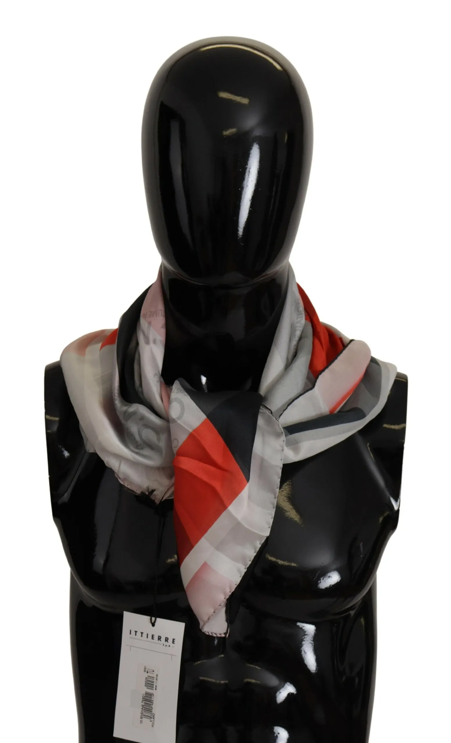 Costume National Women's Elegant Silk Scarf in Gray Red Checkered