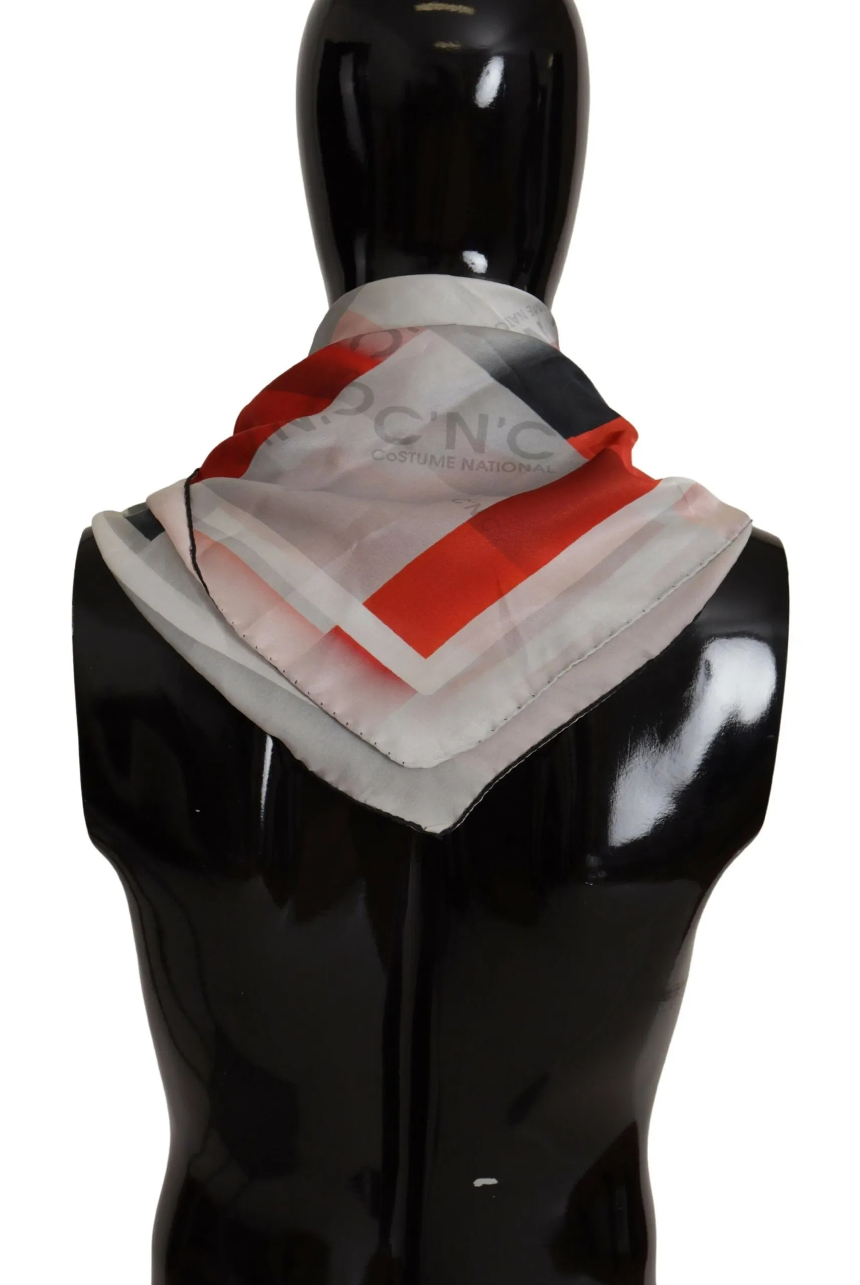 Costume National Women's Elegant Silk Scarf in Gray Red Checkered