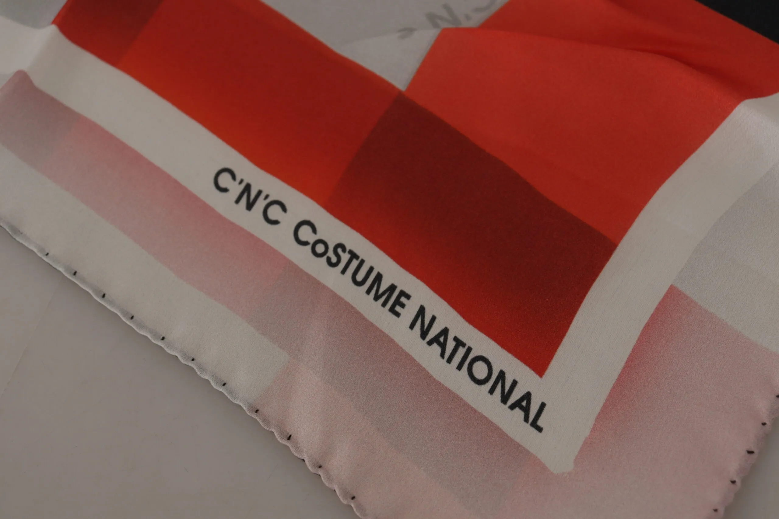 Costume National Women's Elegant Silk Scarf in Gray Red Checkered